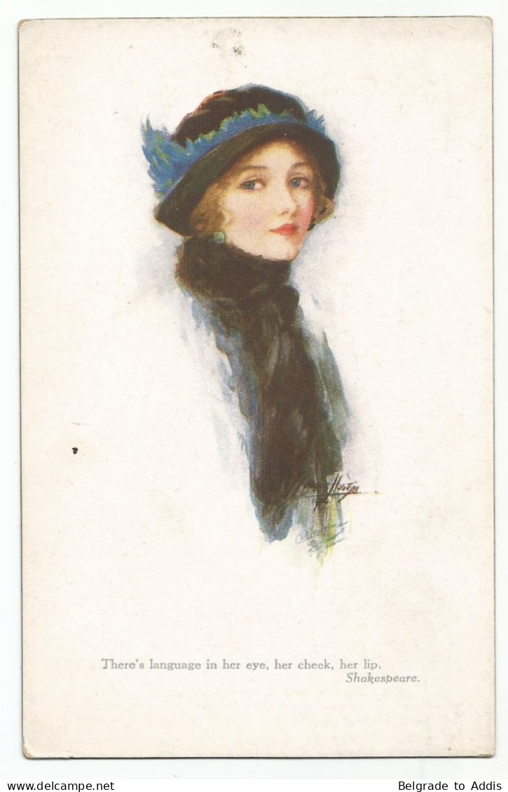 Tuck's Postcard Oude Postkaart Carte Postale CPA Woman Hat Chapeau Femme Illust. Marjorie Mostyn - Altri & Non Classificati