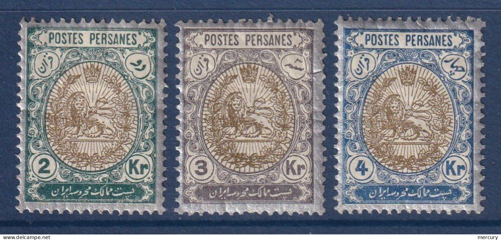 IRAN - 3 Valeurs De 1909 - 2 Scans - Iran