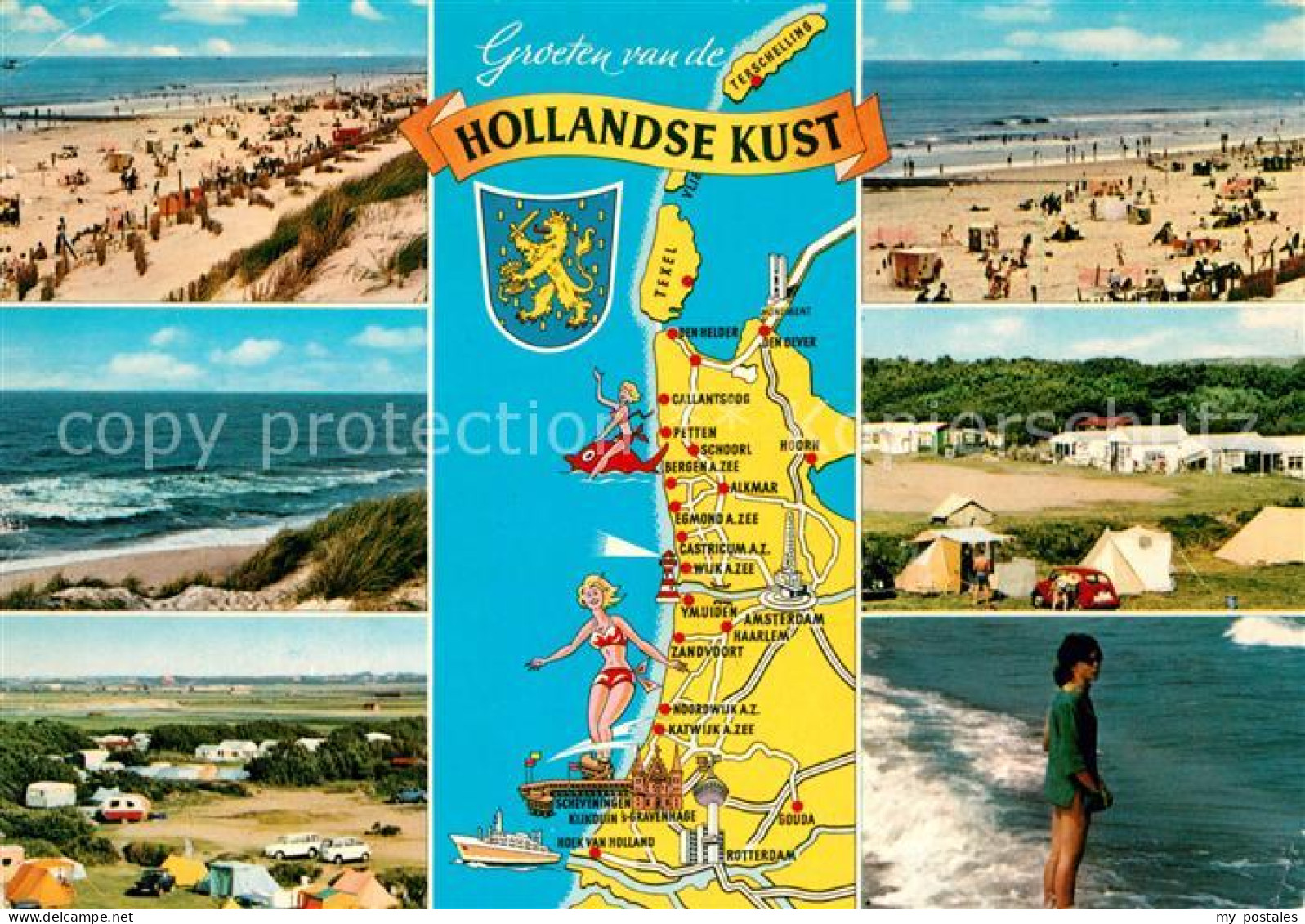 73169083 Niederlande Kueste Strand Duenen Camping Uebersichtskarte  - Autres & Non Classés