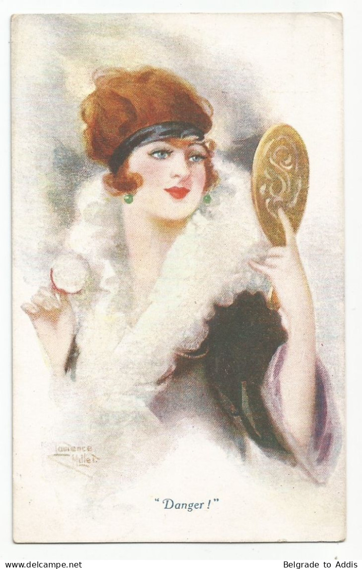 Postcard Oude Postkaart Carte Postale CPA Woman Hat Chapeau Femme Illust. Laurence Miller - Altri & Non Classificati