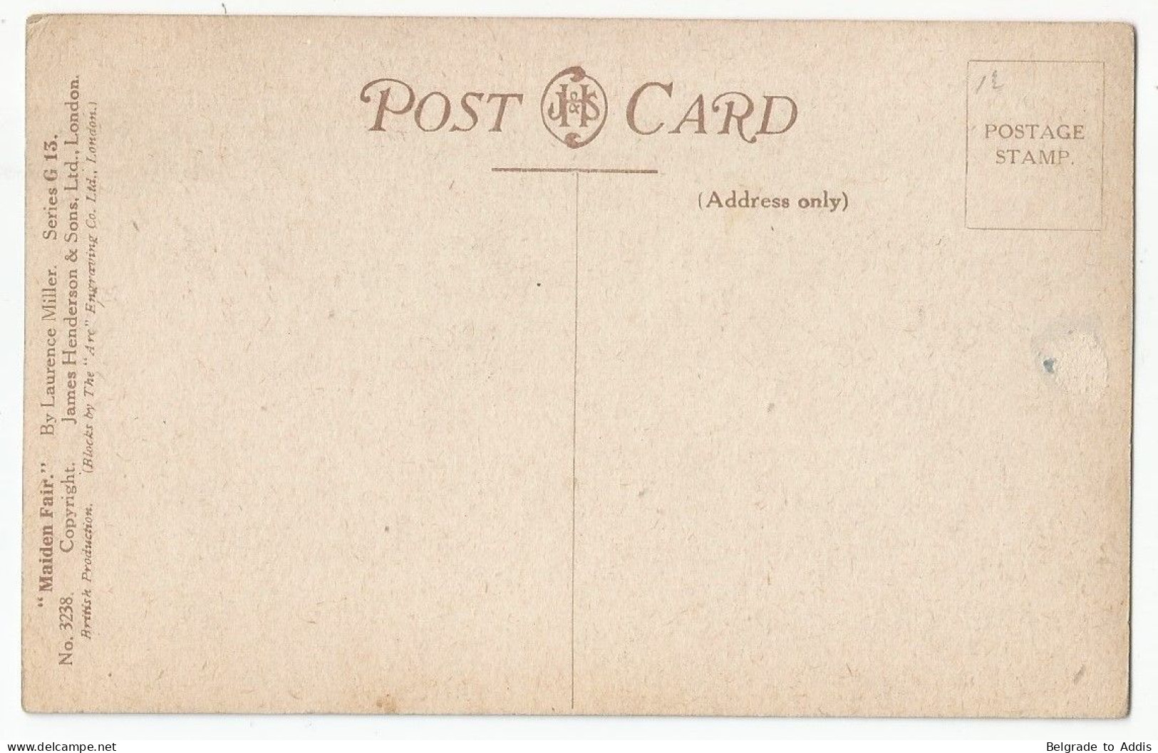 Postcard Oude Postkaart Carte Postale CPA Woman Hat Chapeau Femme Illust. Laurence Miller - Altri & Non Classificati