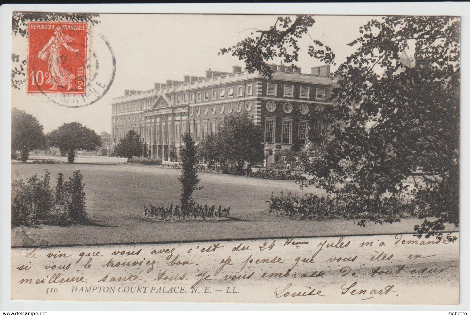 1908 - CARTOLINA DI Hampton Court Palace - Londra - Spedita Dalla Francia - FORMATO PICCOLO - Hampton Court