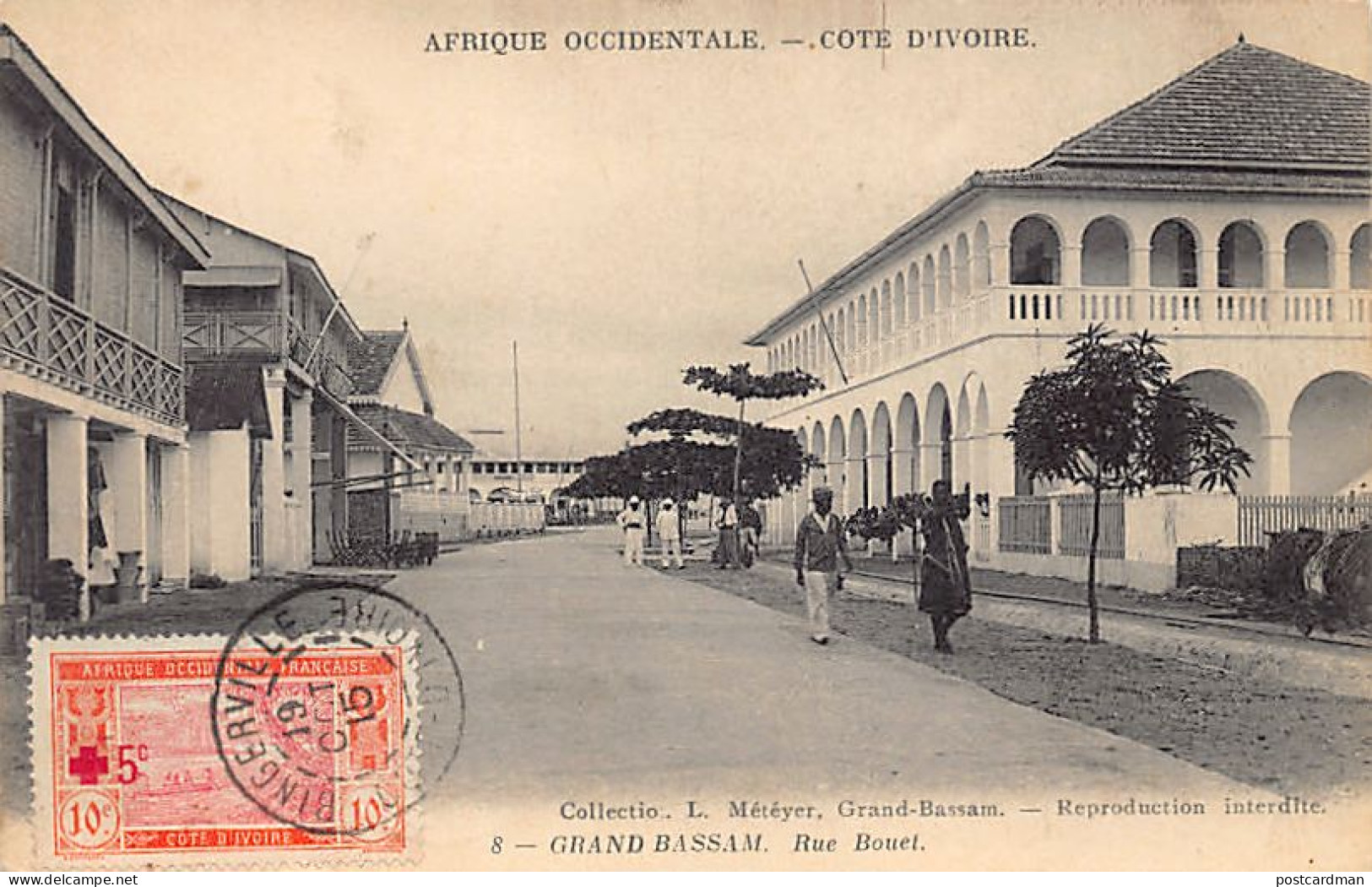 Côté D'Ivoire - GRAND-BASSAM - Rue Bouet - VOIR TIMBRE-POSTE CROIX ROUGE - Ed. L. Méteyer 8 - Côte-d'Ivoire