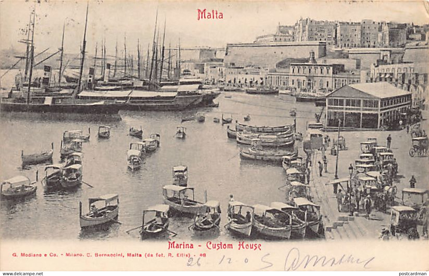 Malta - VALLETTA - Marina - Custom House - Publ. G. Modiano E Co. - C. Bornaccini 46 - Malte