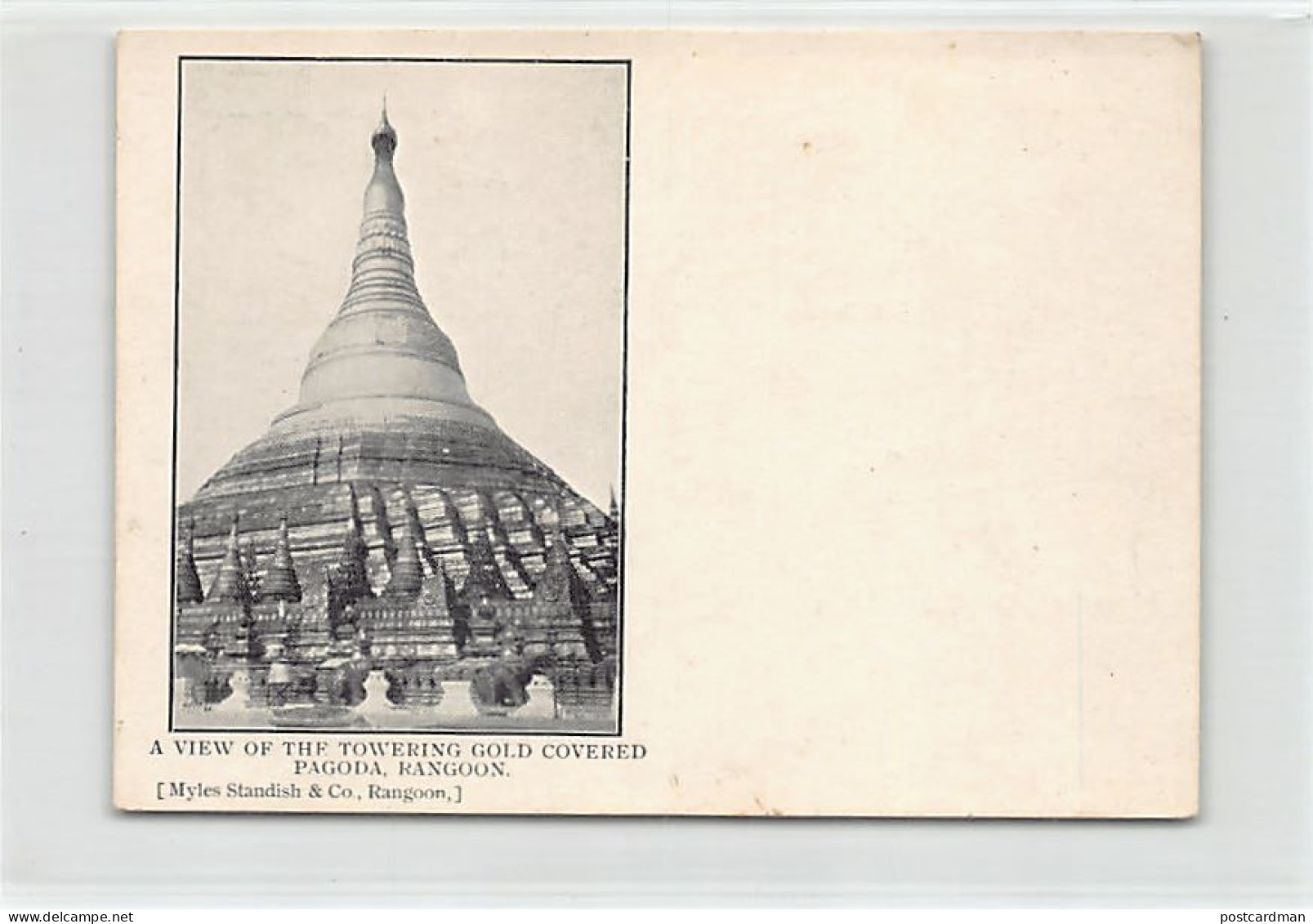 MYANMAR Burma - RANGOON Yangon - Shwedagon Pagoda - Forerunner Small Size Postcard - Publ. Myles Standish & Co.  - Myanmar (Birma)