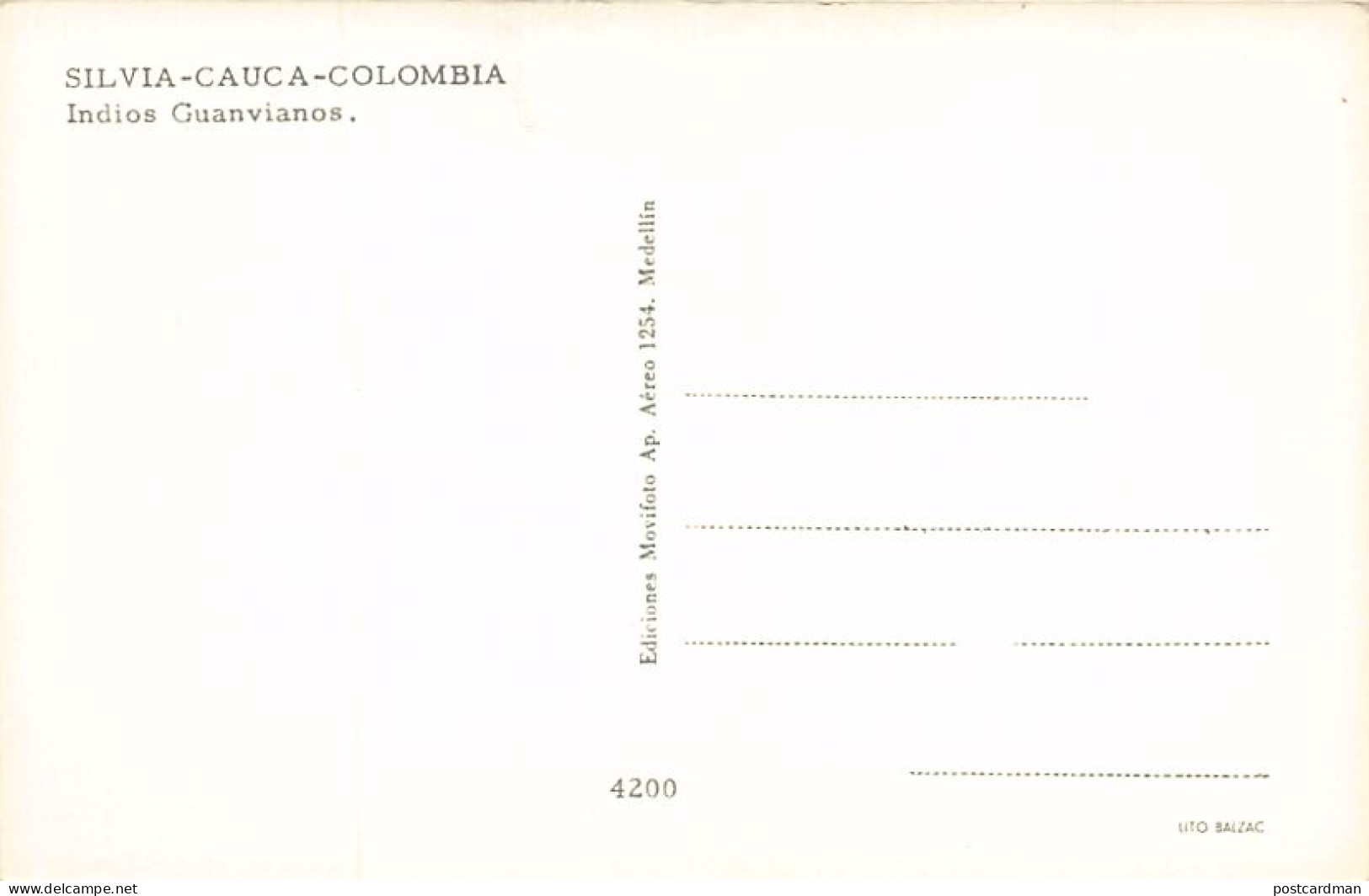 Colombia - SILVIA (Cauca) - Indios Guanvianos - Ed. Movifoto 4200 - Colombie