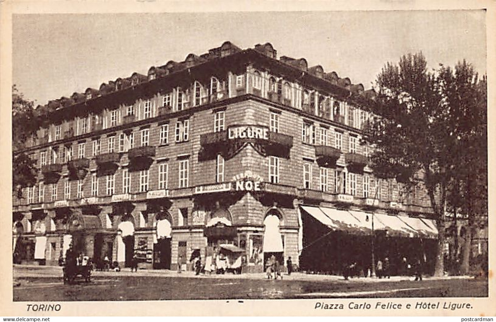 TORINO - Piazza Carlo Felice E Hotel Ligure - Bar, Alberghi & Ristoranti
