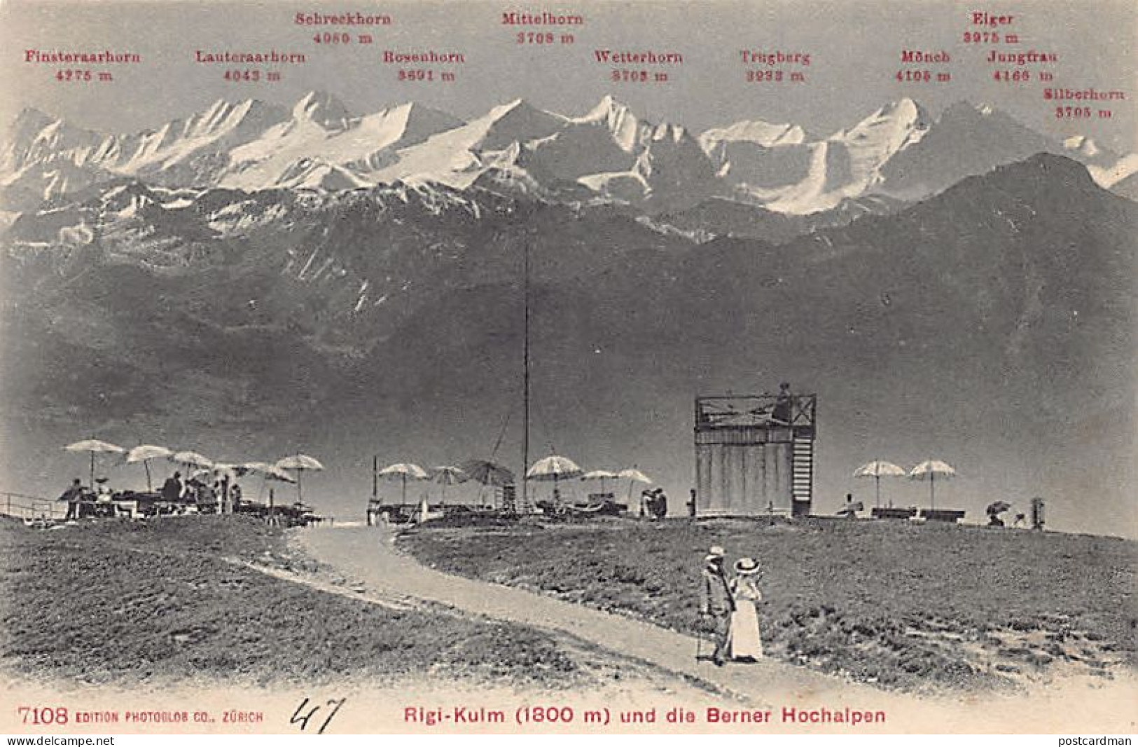 RIGI-KULM (LU) Und Die Berner Hochalpen - Verlag Photoglob 7108 - Autres & Non Classés