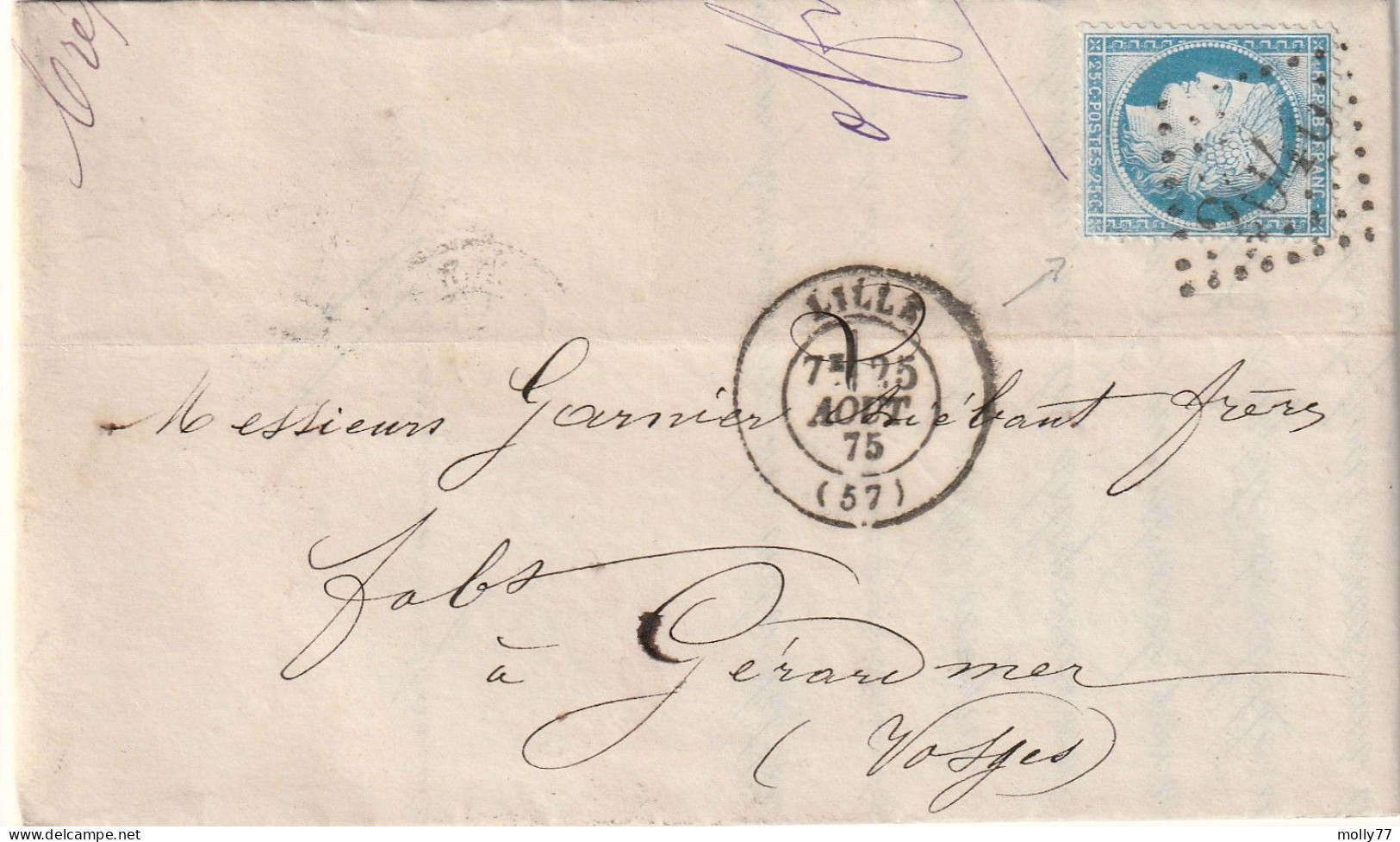 Lettre De Lille à Gérardmer LAC - 1849-1876: Periodo Classico