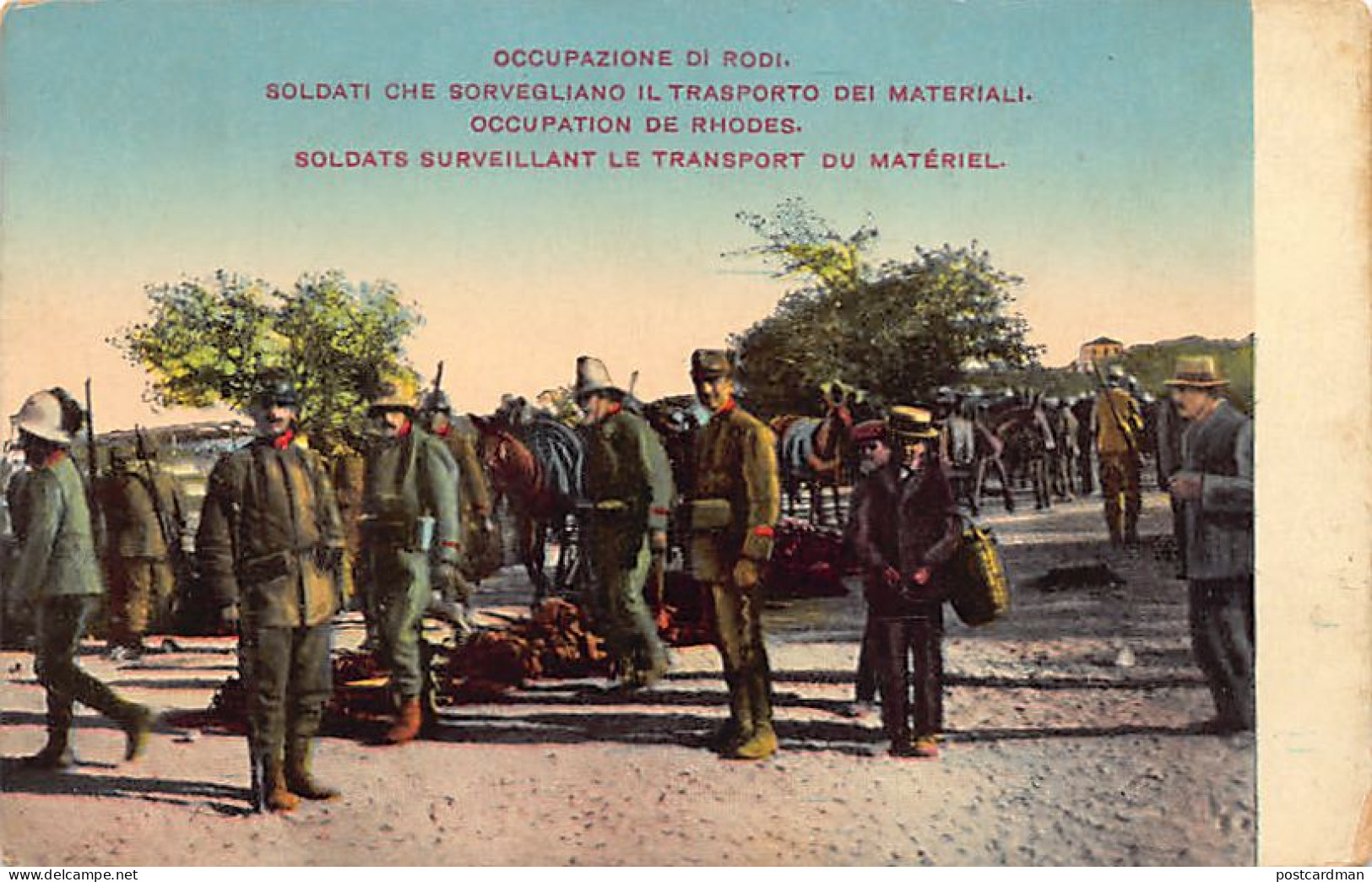Greece - Occupation Of Rhodes -Italian Soldiers Watching The Transport Of Equipment - Publ. H. Masse 28 - Greece