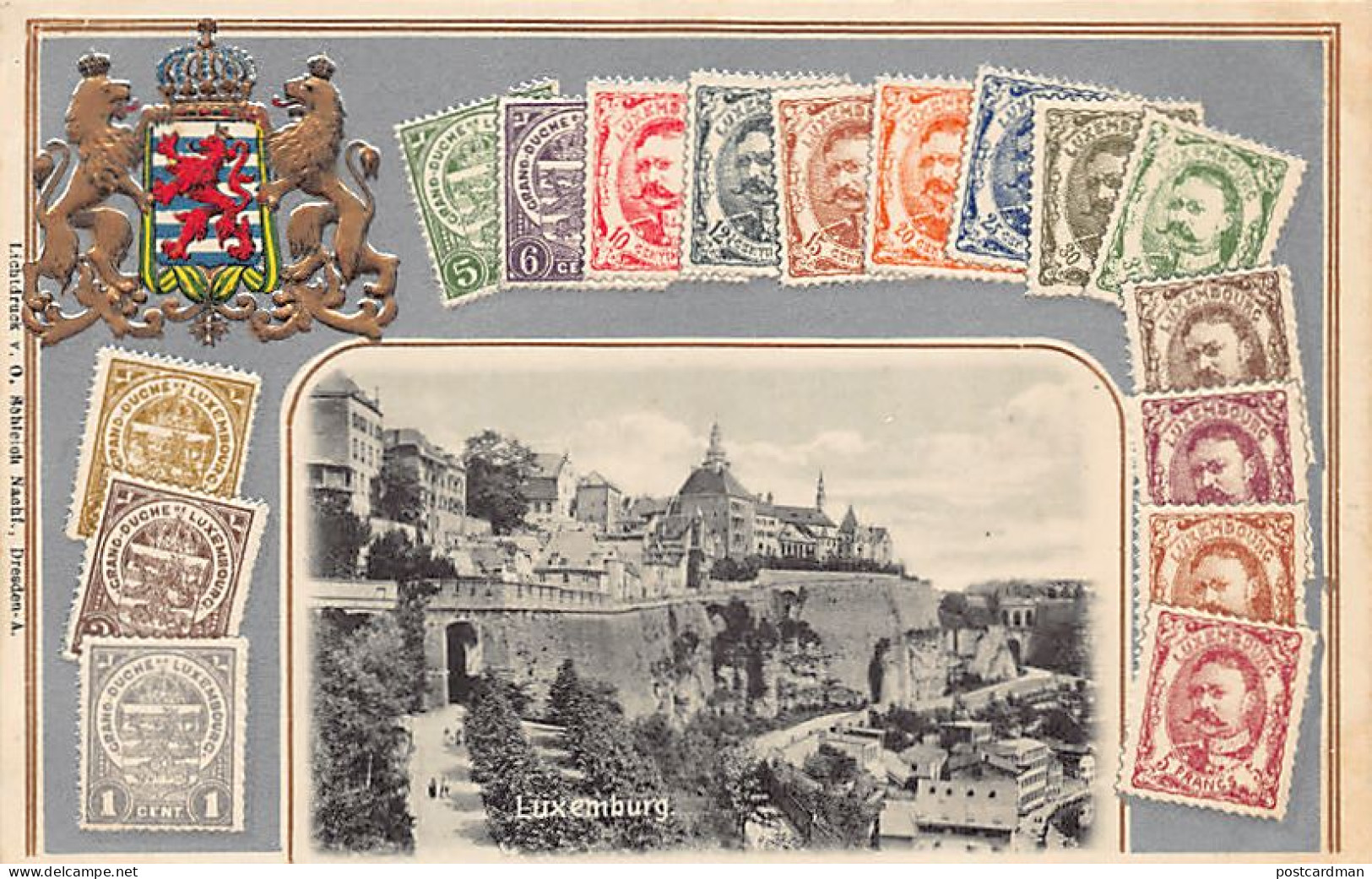 LUXEMBOURG-VILLE - Carte Gaufrée - Timbres-Poste - Panorama - Ed. H. Guggenheim & Co. 7988 - Lussemburgo - Città