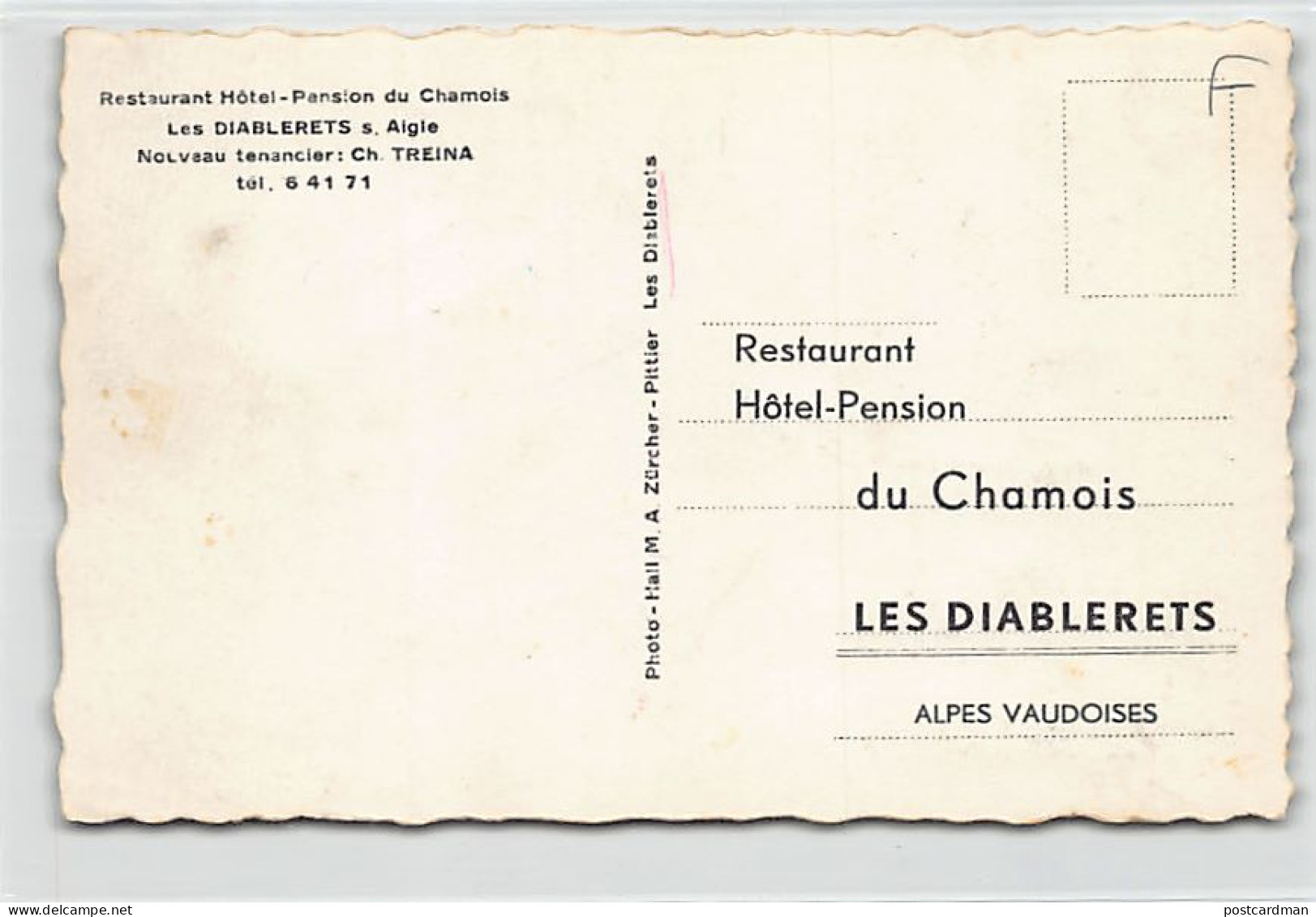 LES DIABLERETS (VD) Hôtel Pension Du Chamois - Ed. Photo-Hall Zürcher  - Altri & Non Classificati