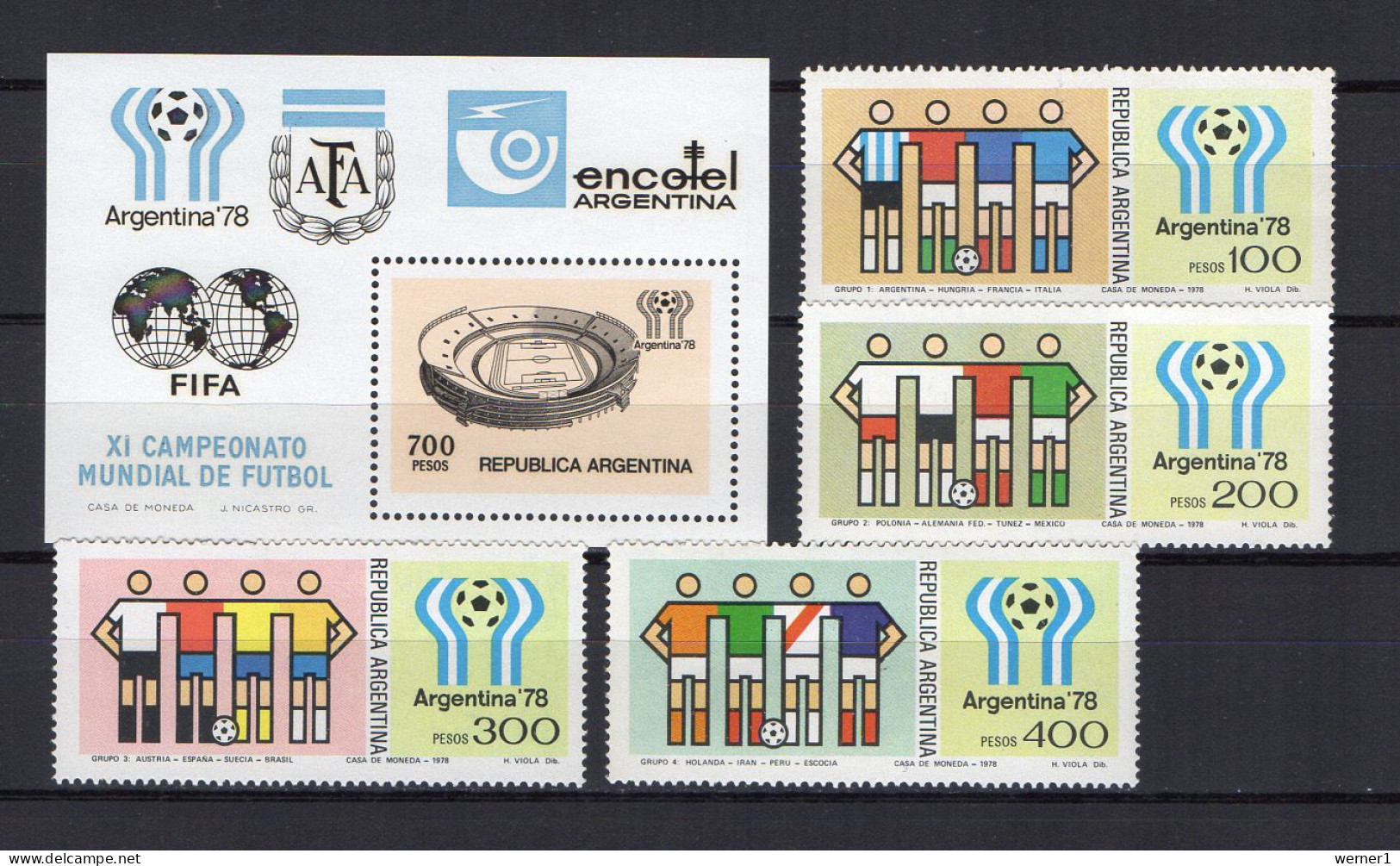 Argentina 1978 Football Soccer World Cup Set Of 4 + S/s MNH - 1978 – Argentina