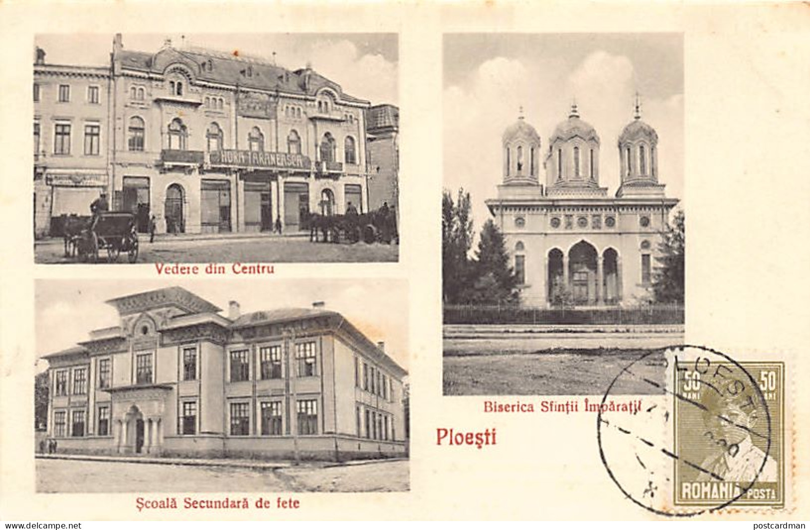 Romania - PLOESTI - Vedere Din Centru - Scoala Secundara De Fete - Biserica SfintiiImparatil - Ed. I. Dragu  - Romania