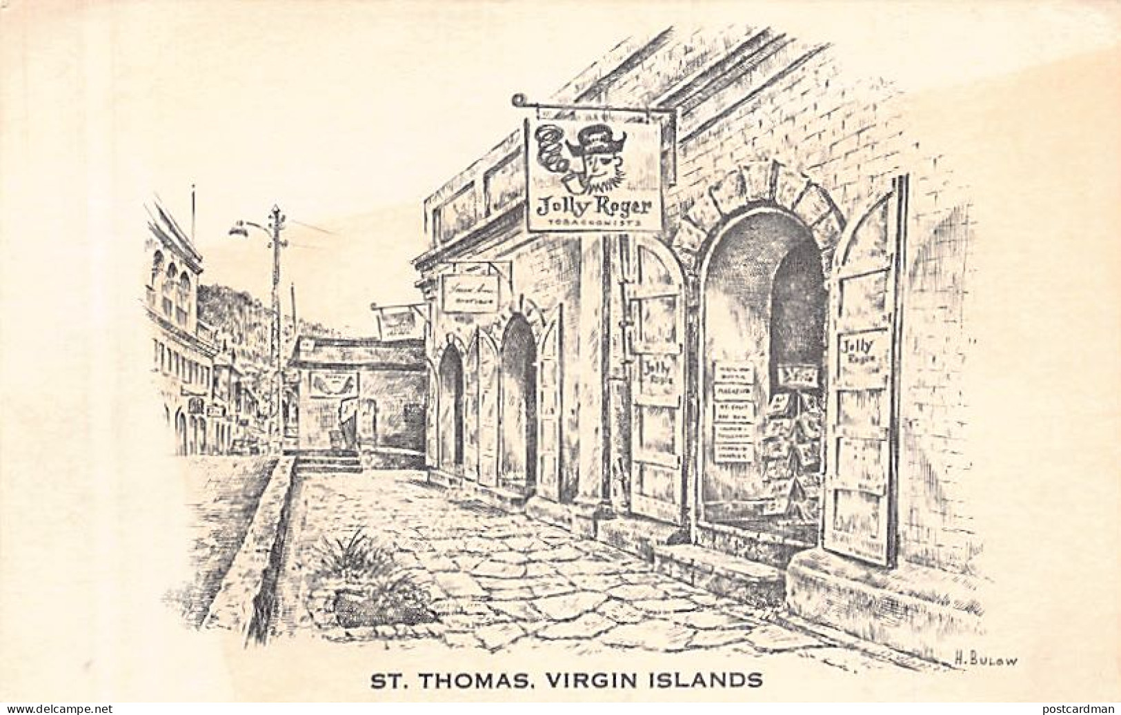 U.S. Virgin Islands - ST. THOMAS - Jolly Roger - Tobacconists - Publ. Hans Bulow  - Vierges (Iles), Amér.