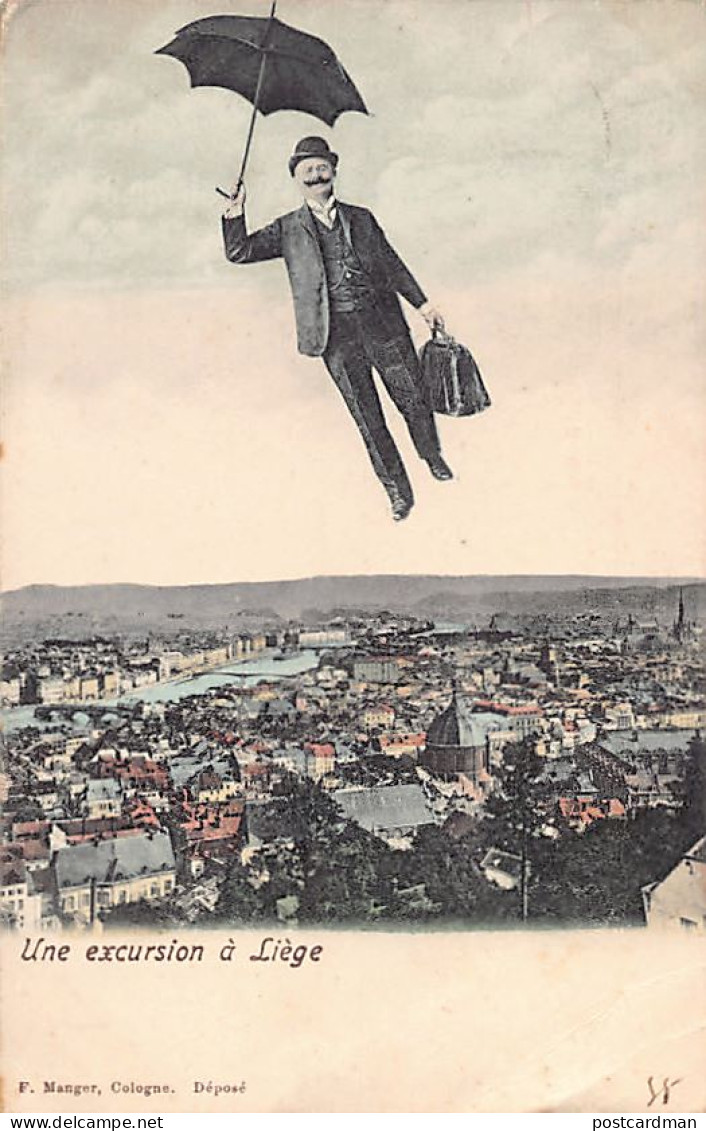 Belgique - LIÈGE - Surréalisme - Homme Volant Avec Son Parapluie - - Surrealism - Man Flying With His Umbrella - Liège