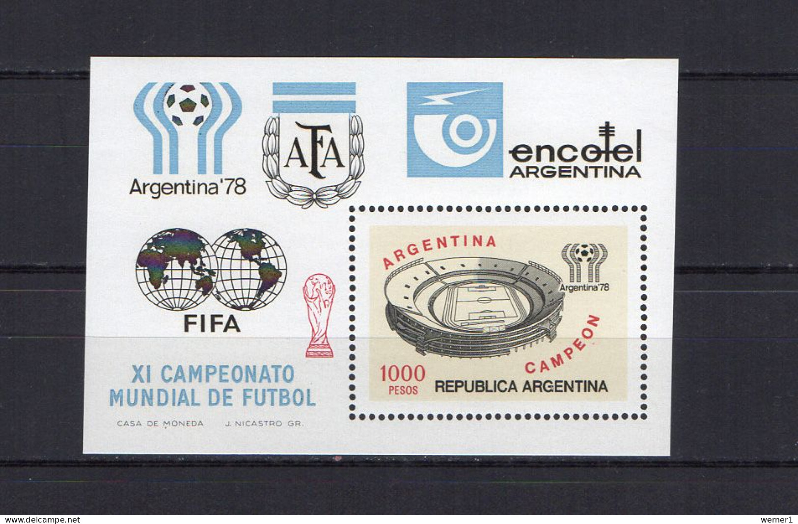 Argentina 1978 Football Soccer World Cup S/s Winner MNH - 1978 – Argentine