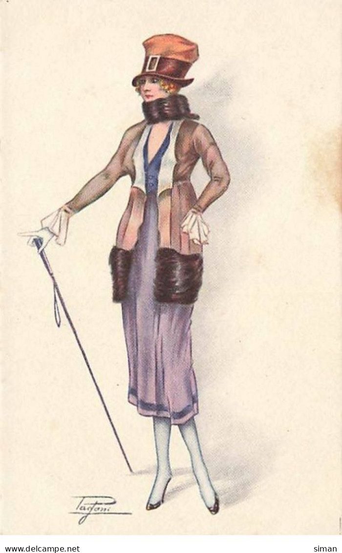 N°23858 - Illustrateur Pagani N°494-4 - Jeune Femme élégante Avec Une Canne - Altri & Non Classificati