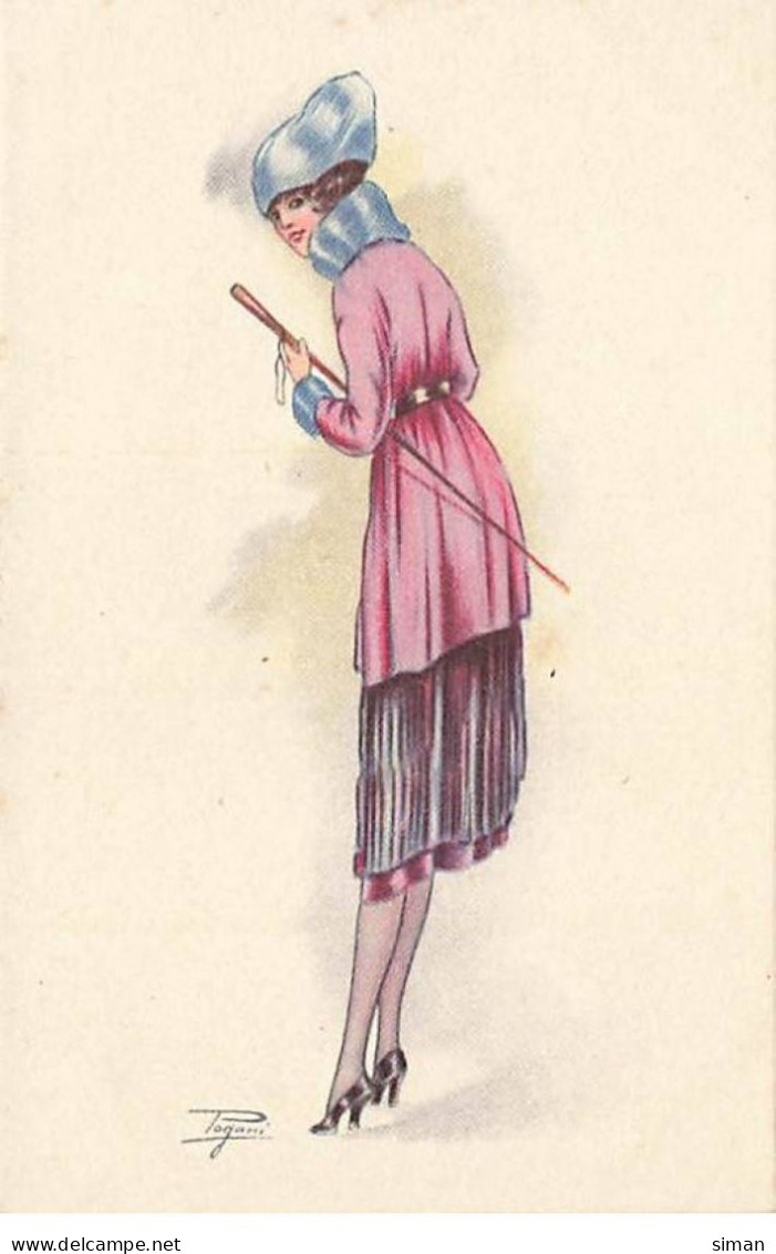 N°23859 - Illustrateur Pagani N°494-1 - Jeune Femme élégante De Dos Tenant Une Canne - Altri & Non Classificati