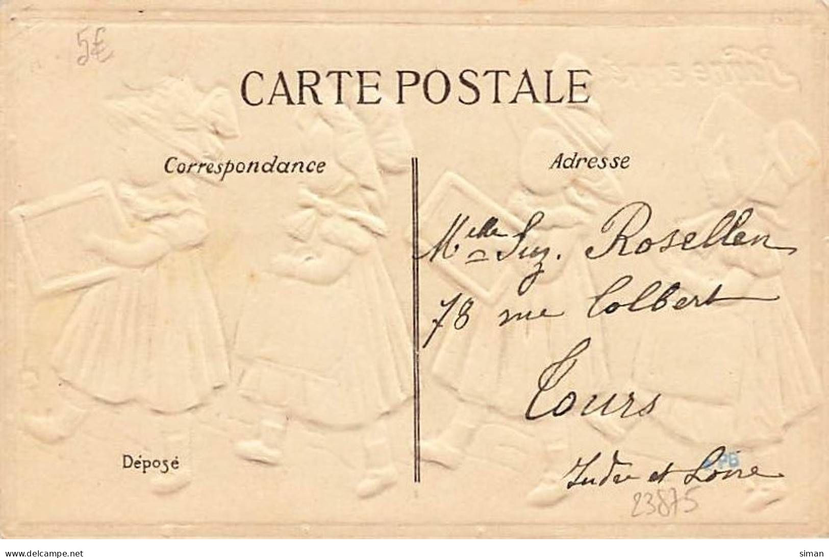 N°23875 - Carte Gaufrée - Nouvel An - Bonne Année 1910 - Fillettes Défilant - New Year