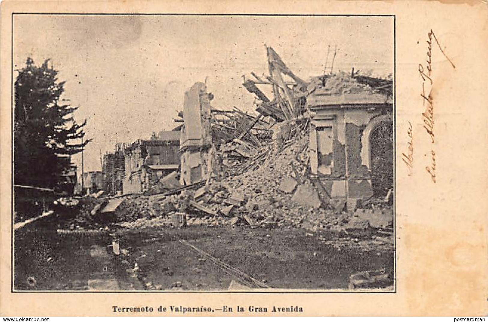Chile - Terremoto De Valparaiso - En La Gran Avenida - Ed. Imp. Universitaria  - Cile