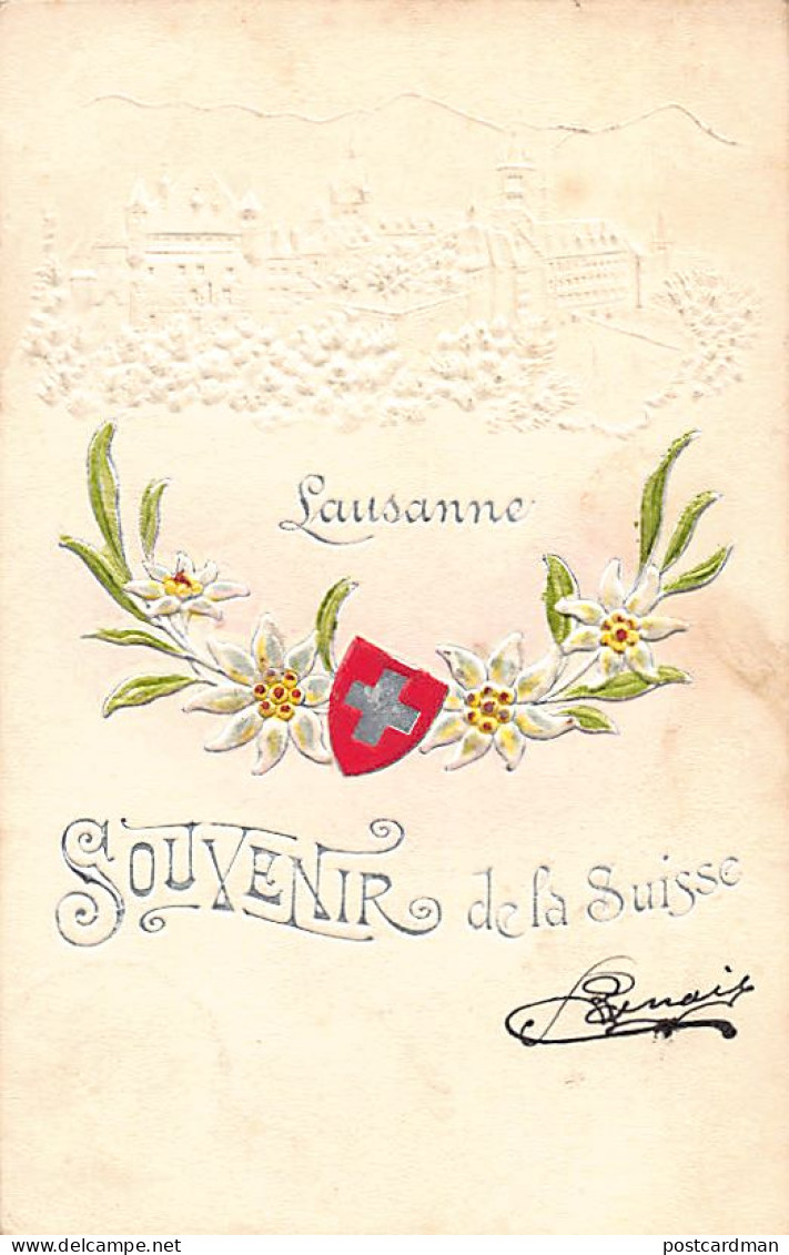 LAUSANNE (VD) Souvenir De La Suisse - Edelweiss- Litho Gaufrée - Ed. Paul Seyfert 932 - Lausanne