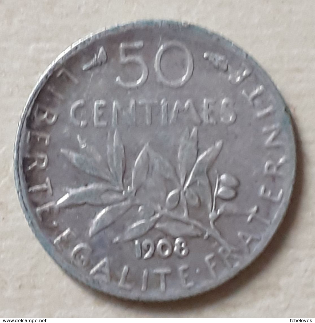 (Monnaies). France. 50 C 1905 Et 1908. Semeuse. Argent. - 50 Centimes