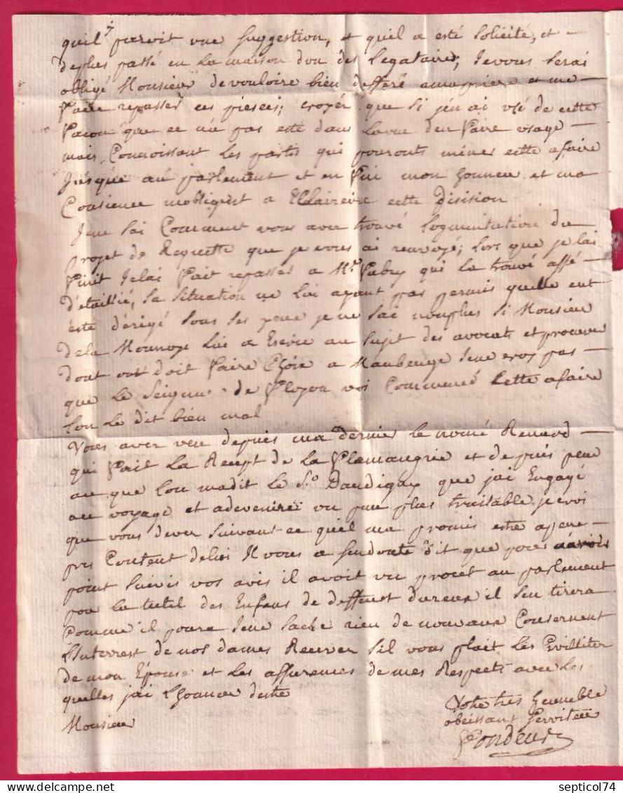 MARQUE DE VERVINS EN ROUGE 1766 AISNE LENAIN N°2 INDICE 17 TEXTE LA FLAMANBRIE POUR PARIS LETTRE - 1701-1800: Precursors XVIII