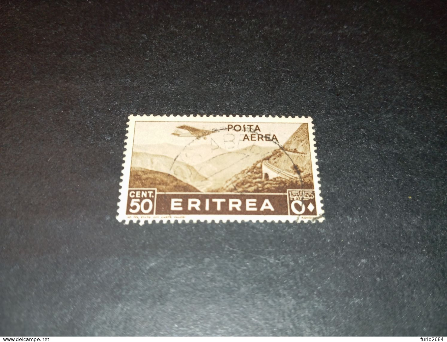 07AL07 COLONIE ITALIANE ERITREA 1936 SERIE PITTORICA POSTA AEREA CENT. 50 "O" - Eritrea