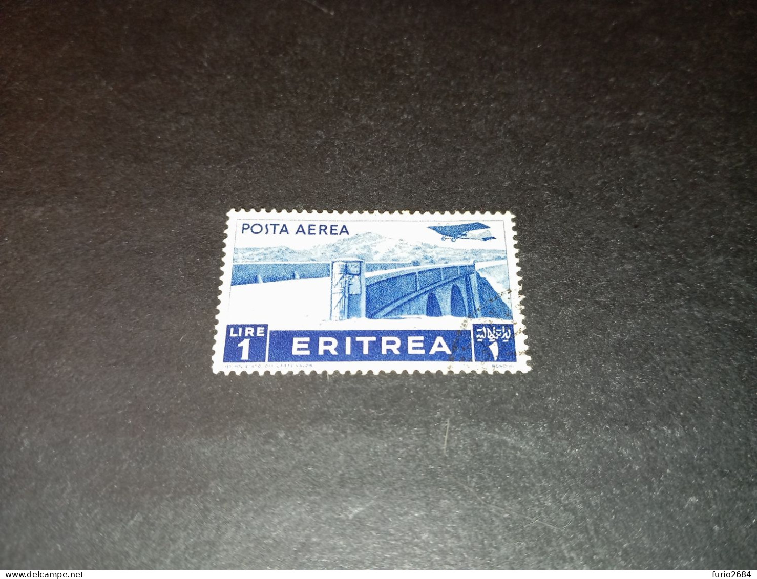 07AL07 COLONIE ITALIANE ERITREA 1936 SERIE PITTORICA POSTA AEREA LIRE 1 "O" - Eritrea