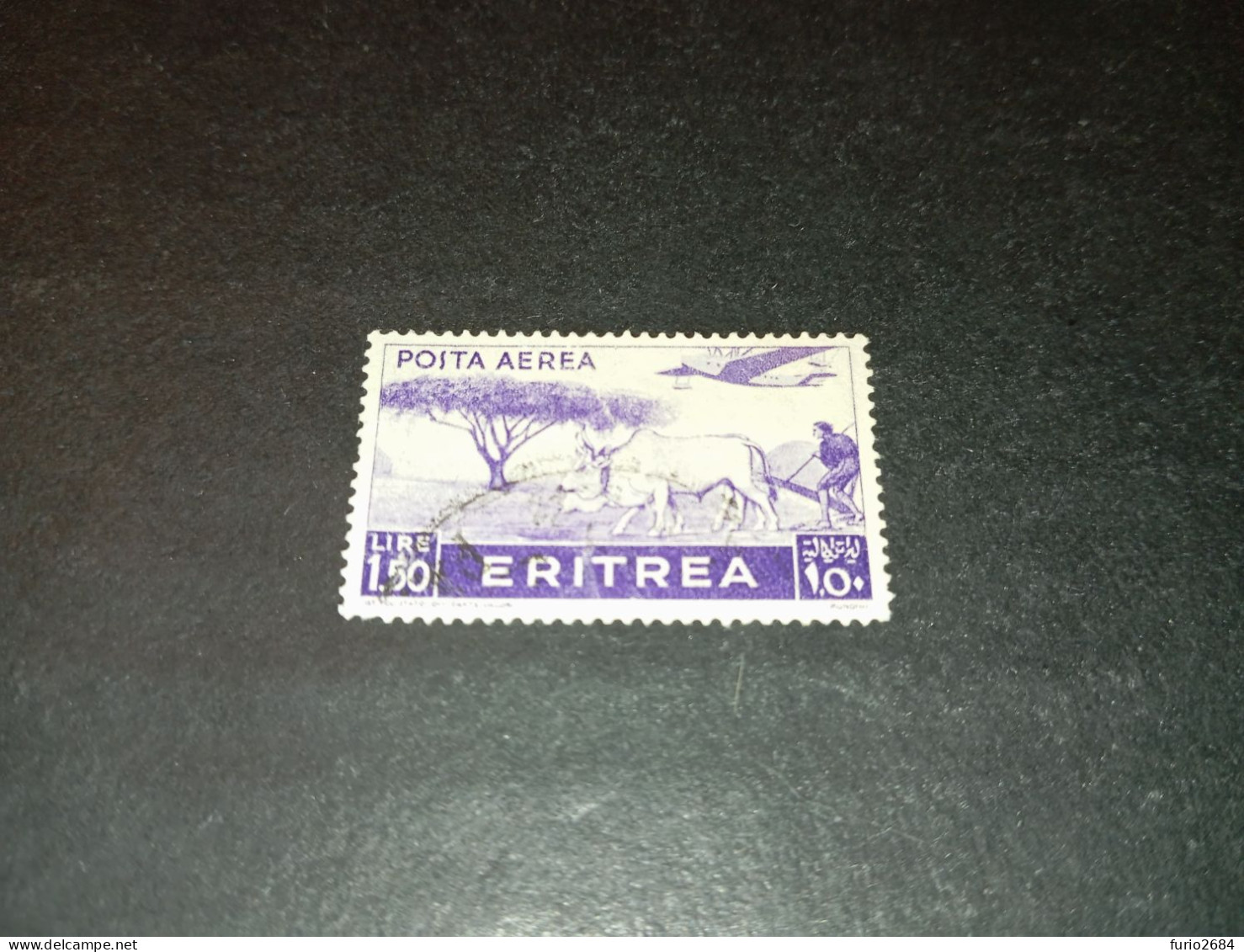 07AL07 COLONIE ITALIANE ERITREA 1936 SERIE PITTORICA POSTA AEREA LIRE 1,50 "O" - Erythrée