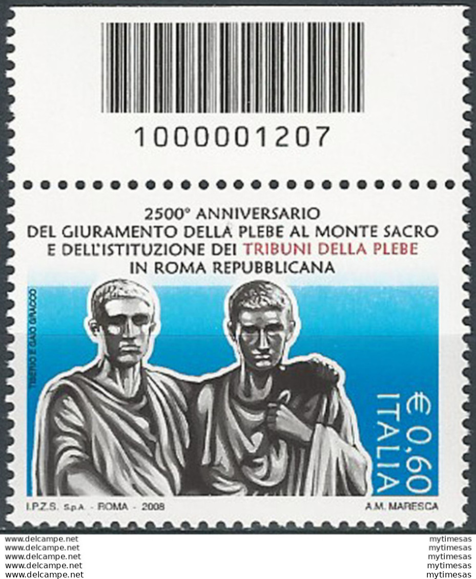 2008 Italia Tribuno Della Plebe Codice A Barre MNH Unif. 3113cb - Otros & Sin Clasificación