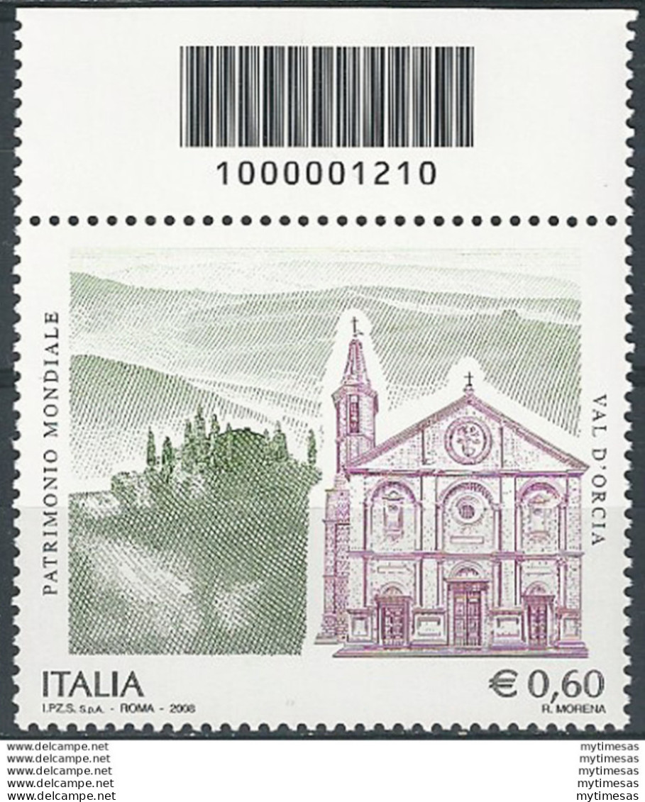 2008 Italia UNESCO Codice A Barre MNH Unif. 3116cb - Autres & Non Classés