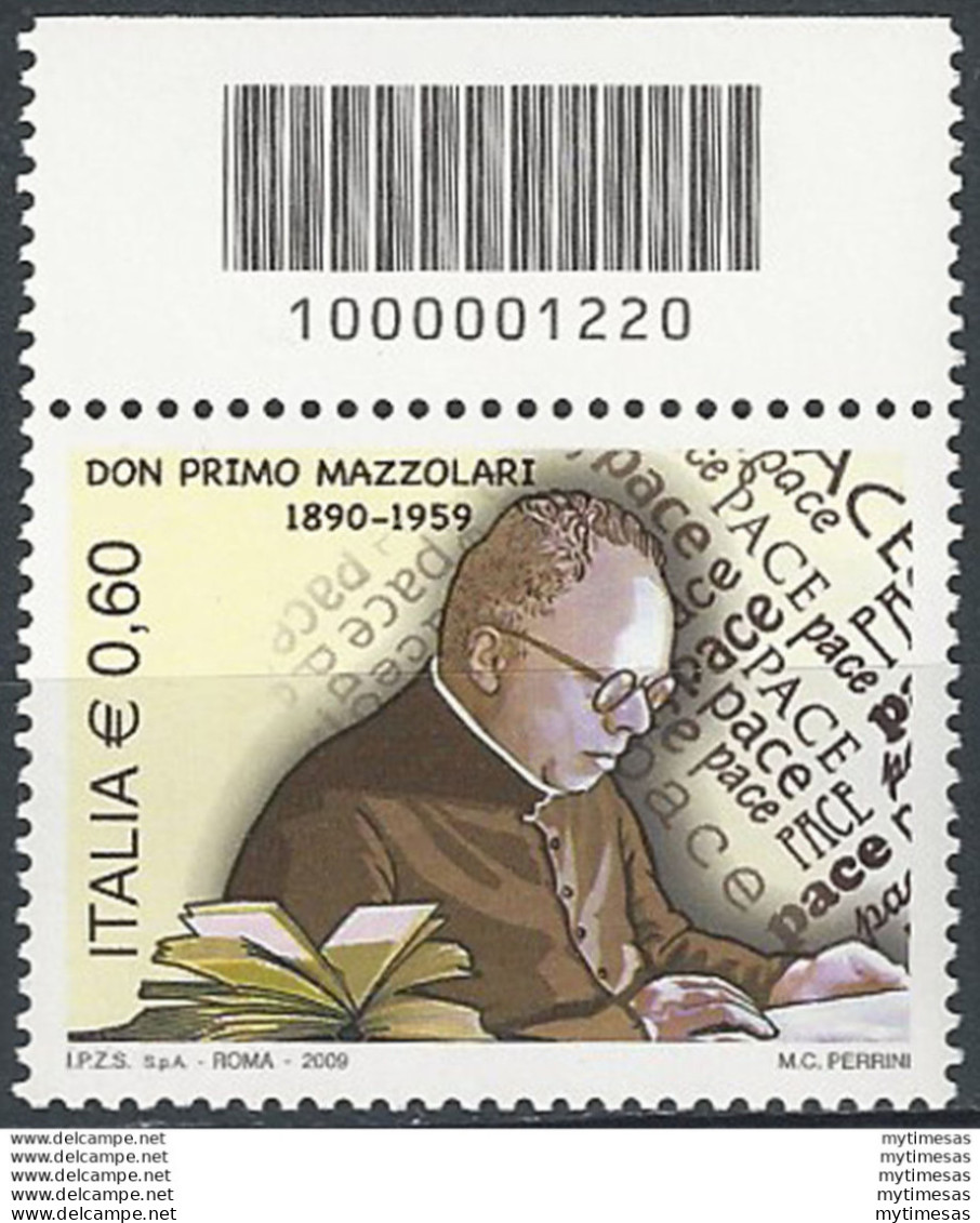 2009 Italia Don Primo Mazzolari Codice A Barre MNH Unif. 3129cb - Other & Unclassified