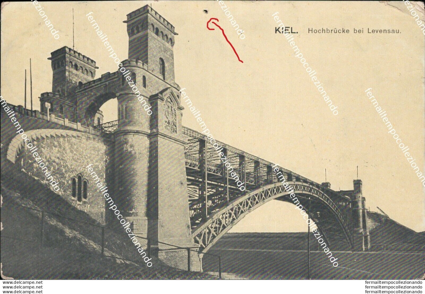 Au182 Cartolina Kiel Hochbrucke Bei Levensau - Altri & Non Classificati