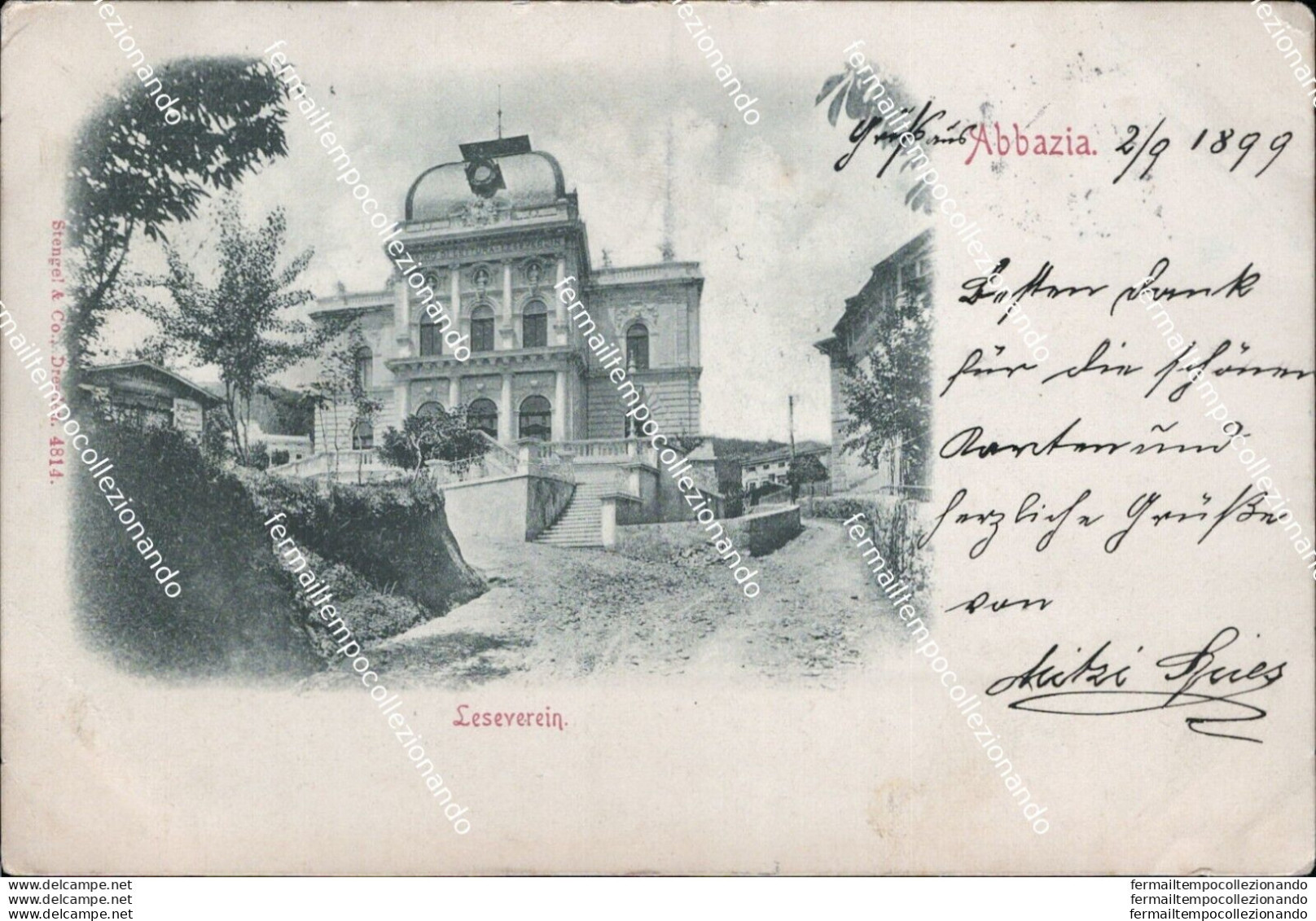 Au185 Cartolina Leseverein Abbazia 1899 Croazia - Sonstige & Ohne Zuordnung