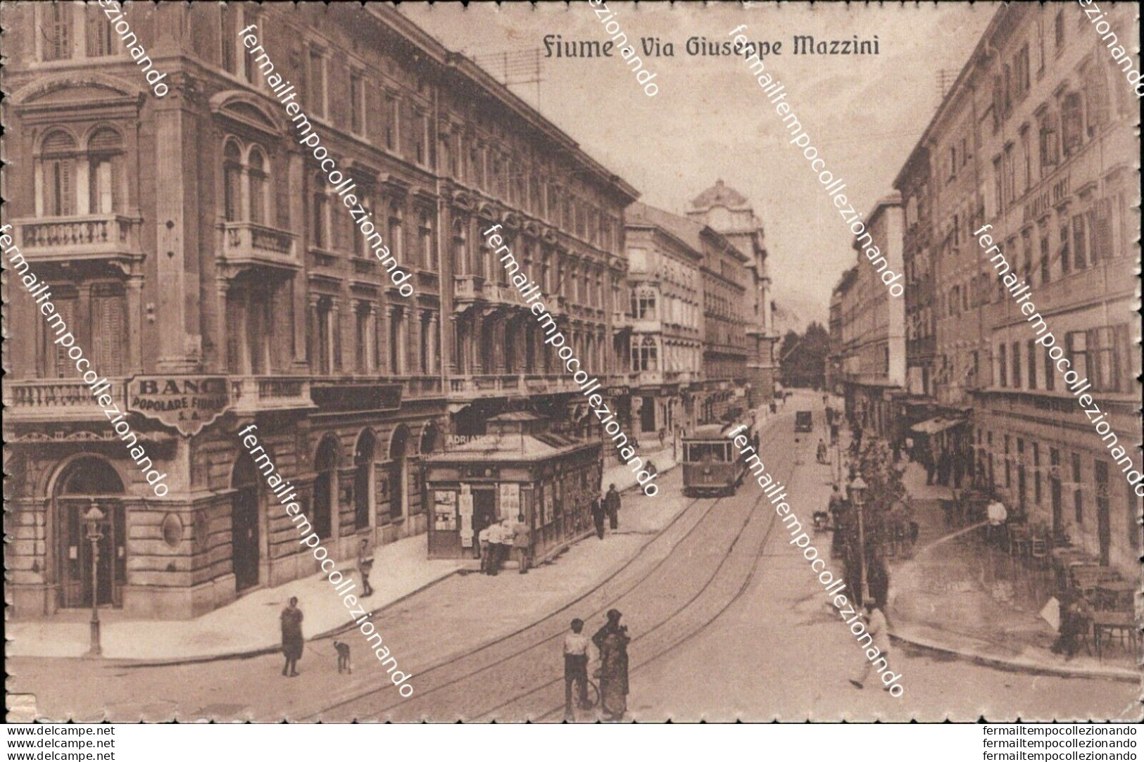 Au198 Cartolina Fiume Via Giuseppe Mazzini 1933 Croazia - Autres & Non Classés