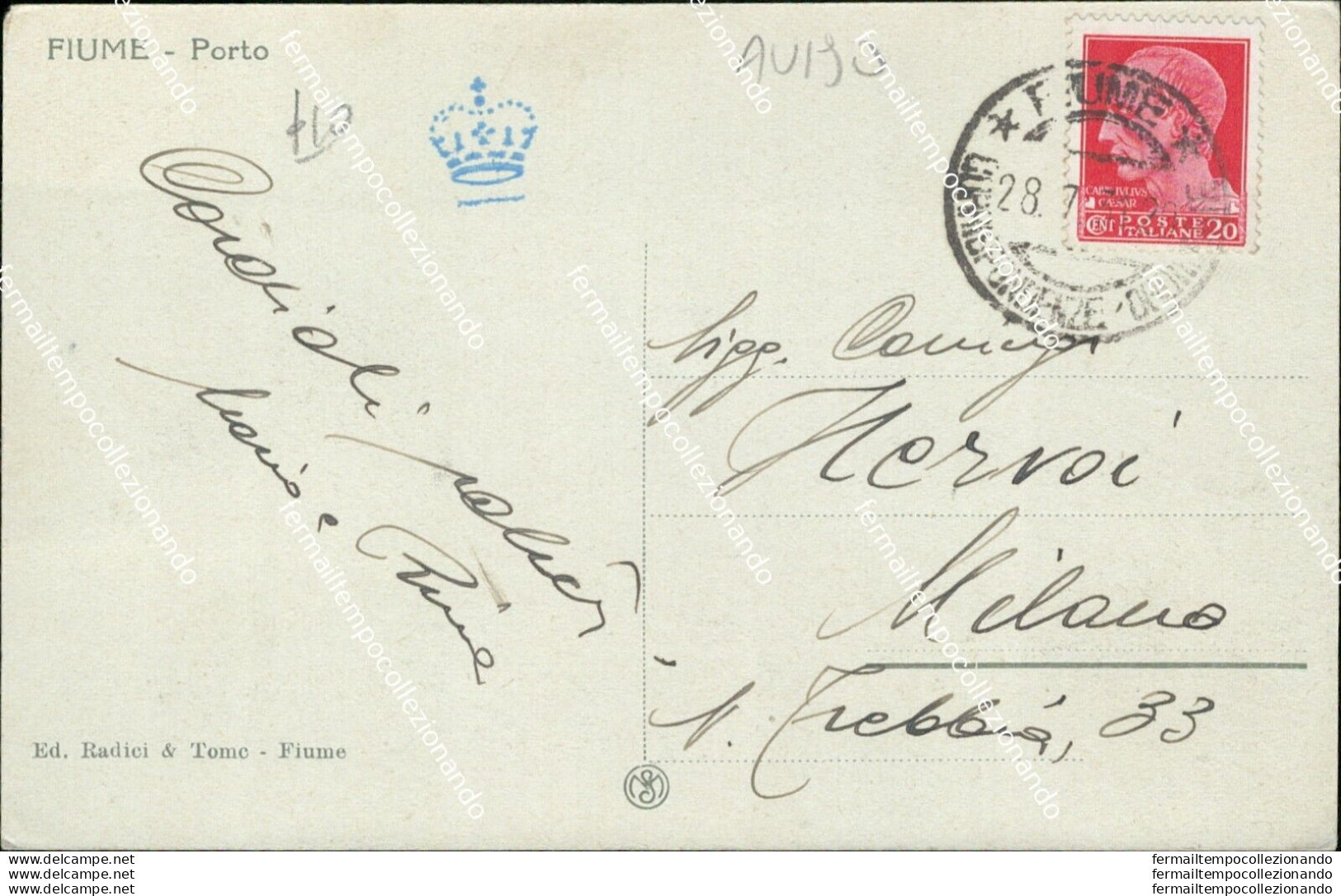 Au190 Cartolina Fiume Porto 1931 Croazia - Sonstige & Ohne Zuordnung