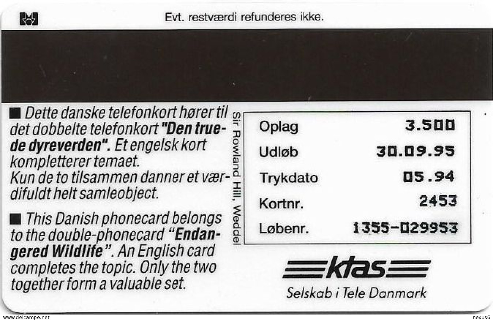 Denmark - KTAS - Gorilla - TDKP087 - 05.1994, 3.500ex, 5kr, Used - Dänemark