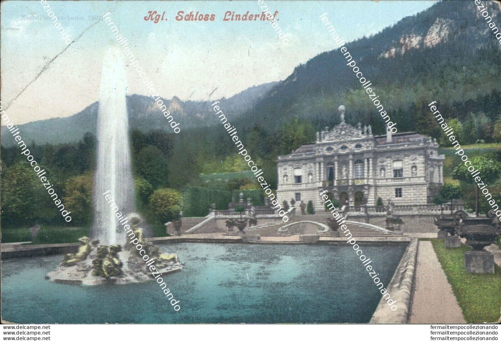 T691 Cartolina Kgl Schloss Linderhof Germania Germany 1921 - Autres & Non Classés
