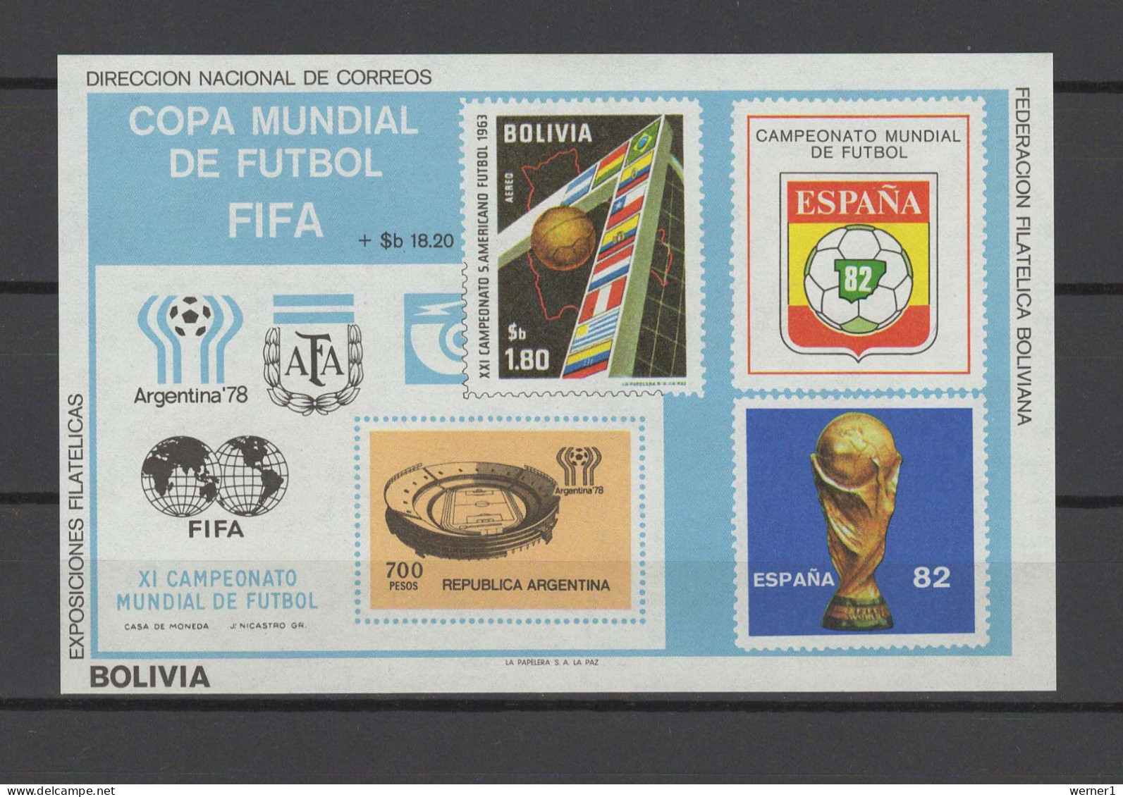 Bolivia 1980 Football Soccer World Cup S/s MNH -scarce- - 1978 – Argentina