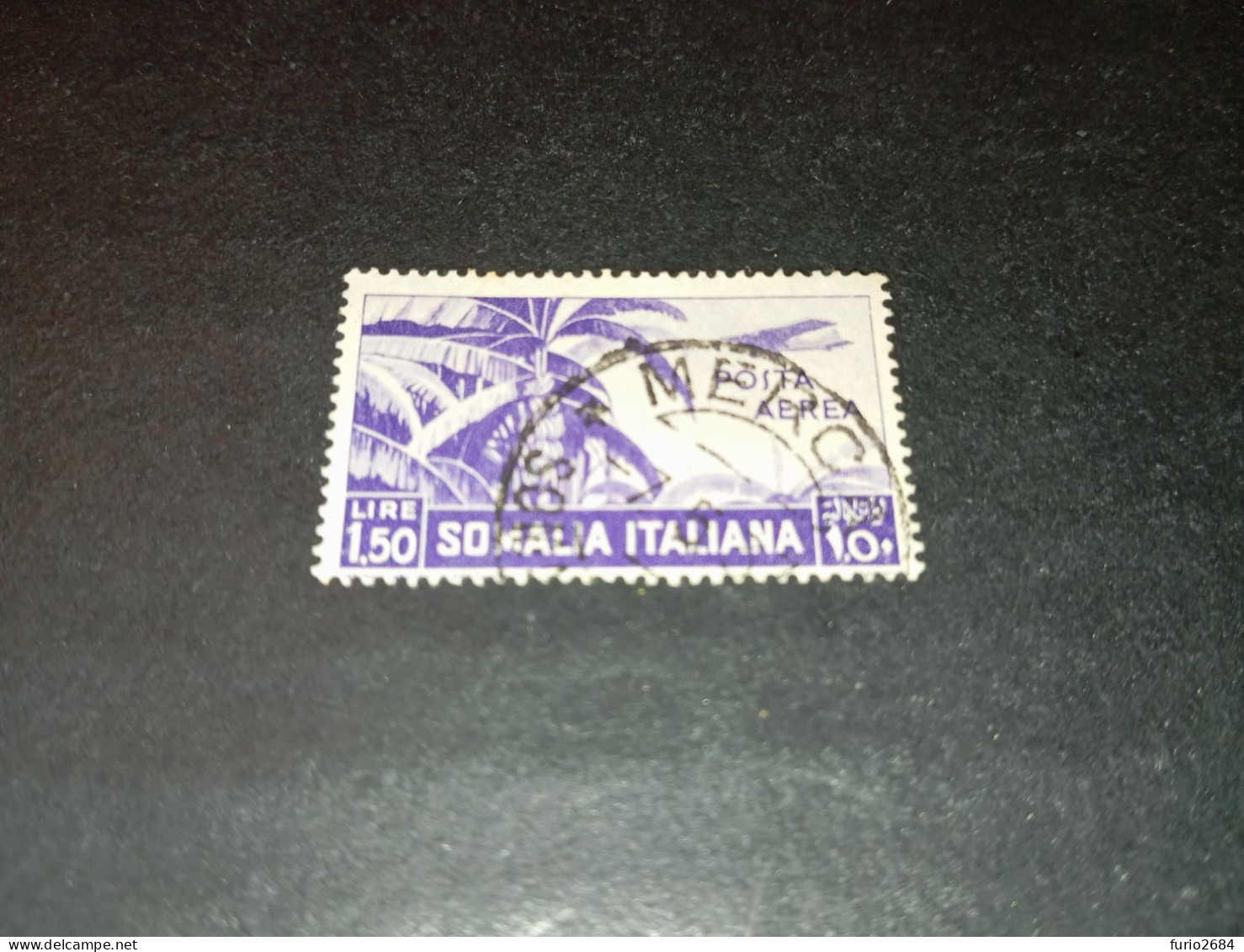 07AL07 COLONIE ITALIANE SOMALIA POSTA AEREA PITTORICA LIRE 1,50 "O" - Somalie