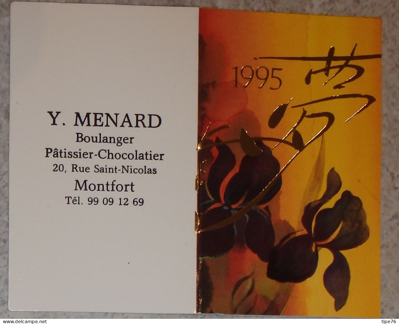Petit Calendrier De Poche 1995 Chocolatier Montfort Ille Et Vilaine - Klein Formaat: 1991-00