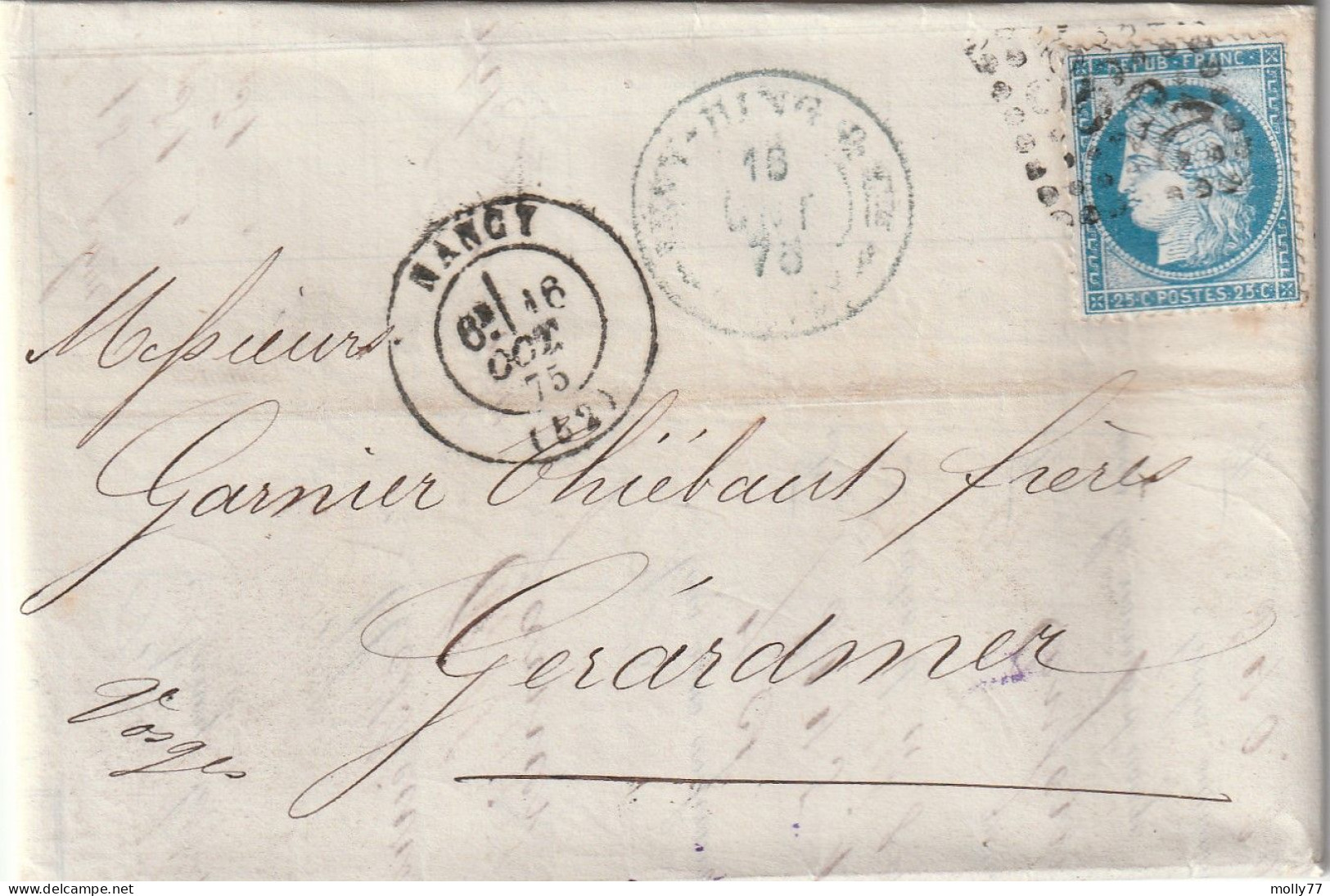 Lettre De Nancy à Gérardmer LAC - 1849-1876: Klassieke Periode