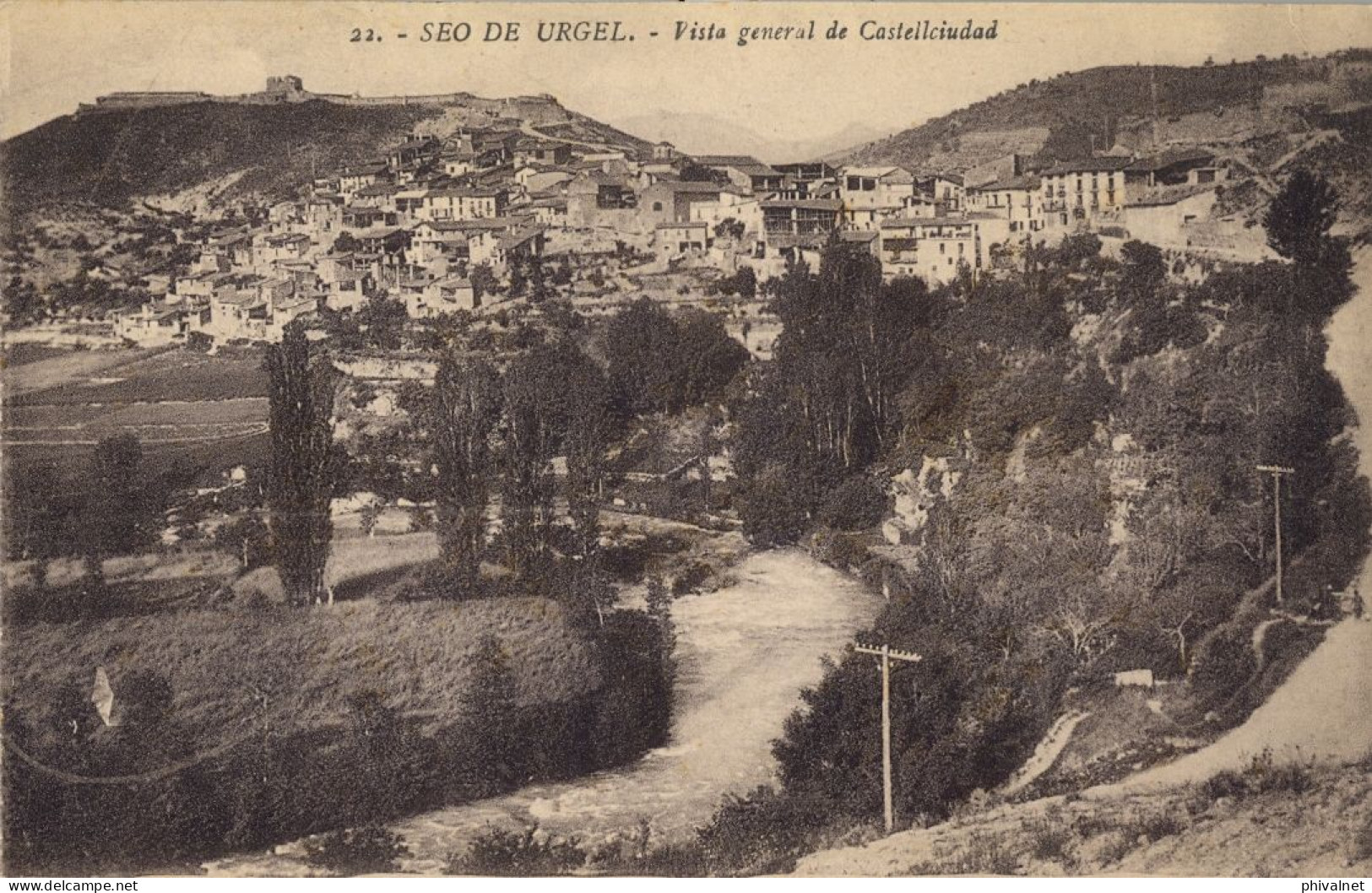 VISTA GENERAL DE CASTELLCIUDAD , ED. LA MARAVILLA  Nº 22  - SEO DE URGEL / SEU D'URGELL , T.P. NO CIRCULADA - Lérida