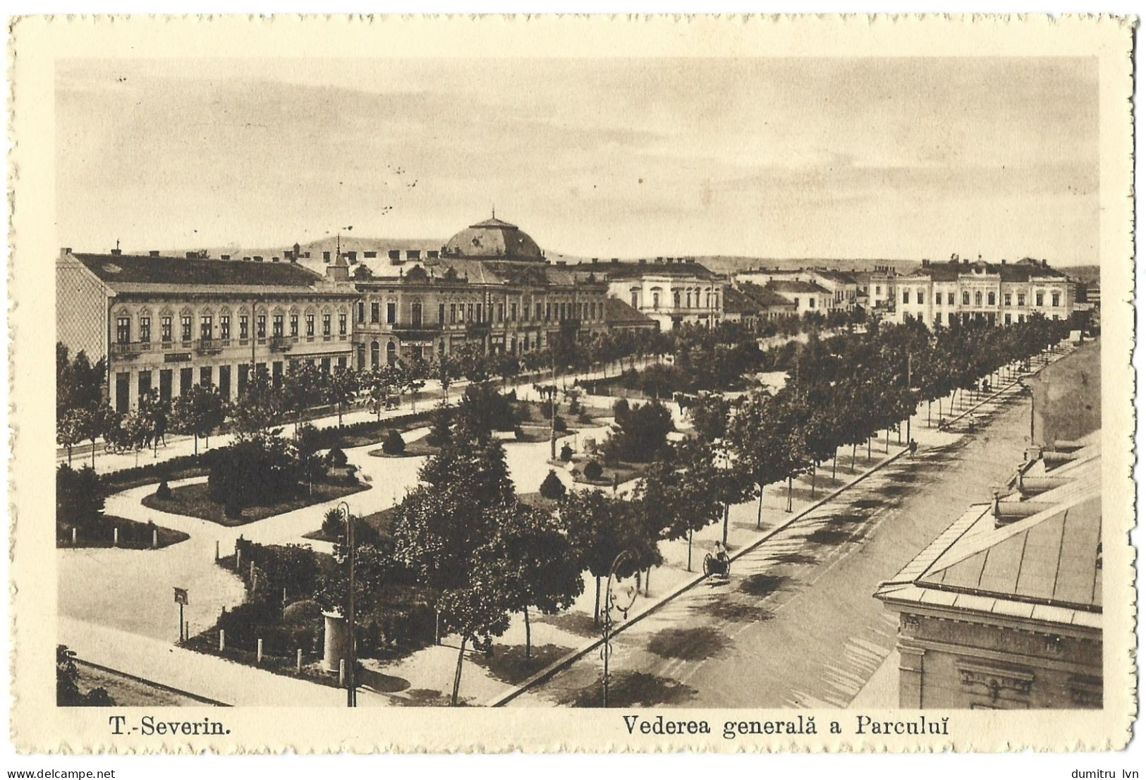 ROMANIA 1914 TURNU-SEVERIN - GENERAL VIEW OF THE PARK. BUILDINGS, ARCHITECTURE, PEOPLE - Romania