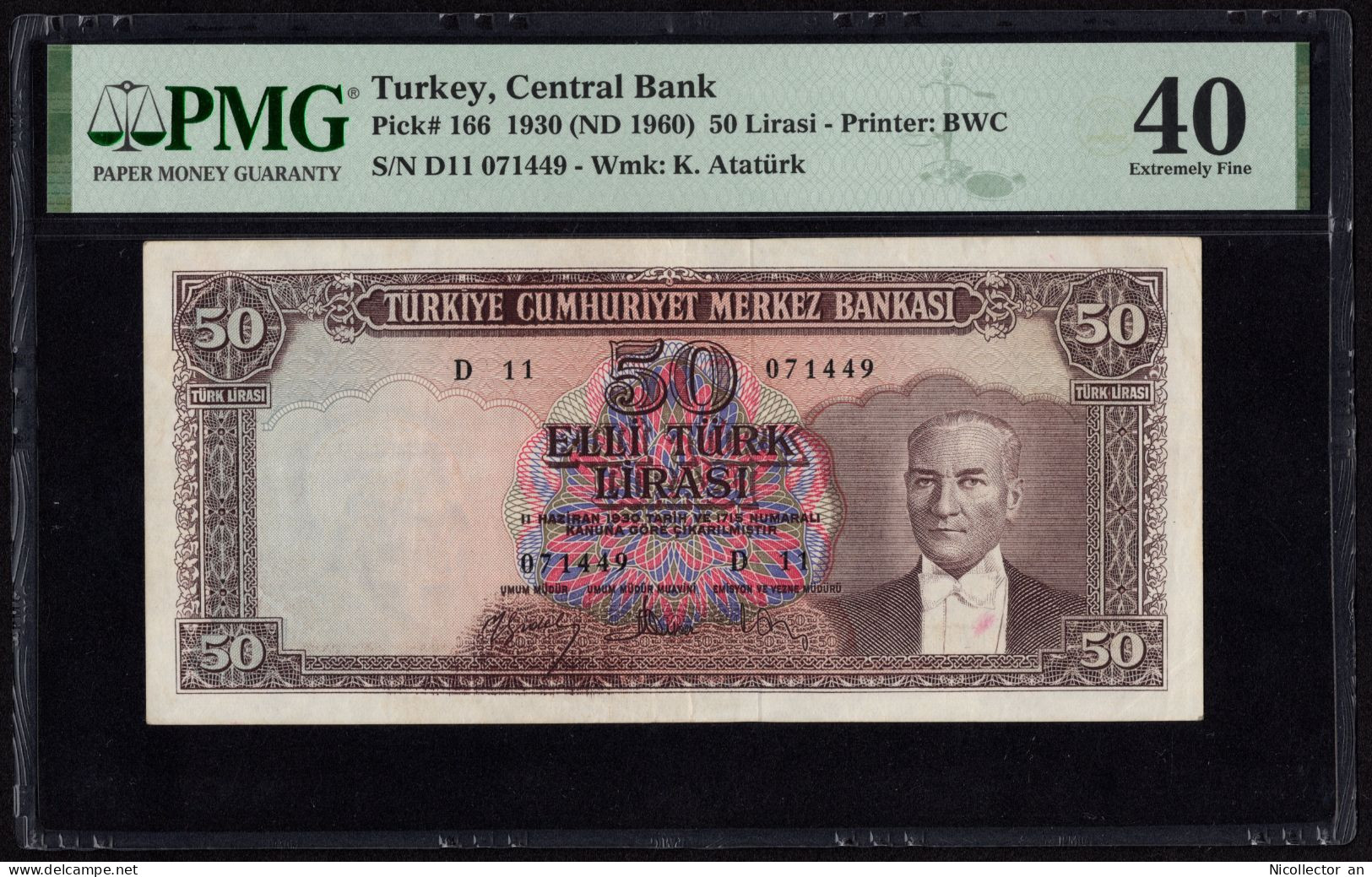 Turkey, 50 Lira, 1960, XF, P-166, PMG 40 XF Banknote - Turkije