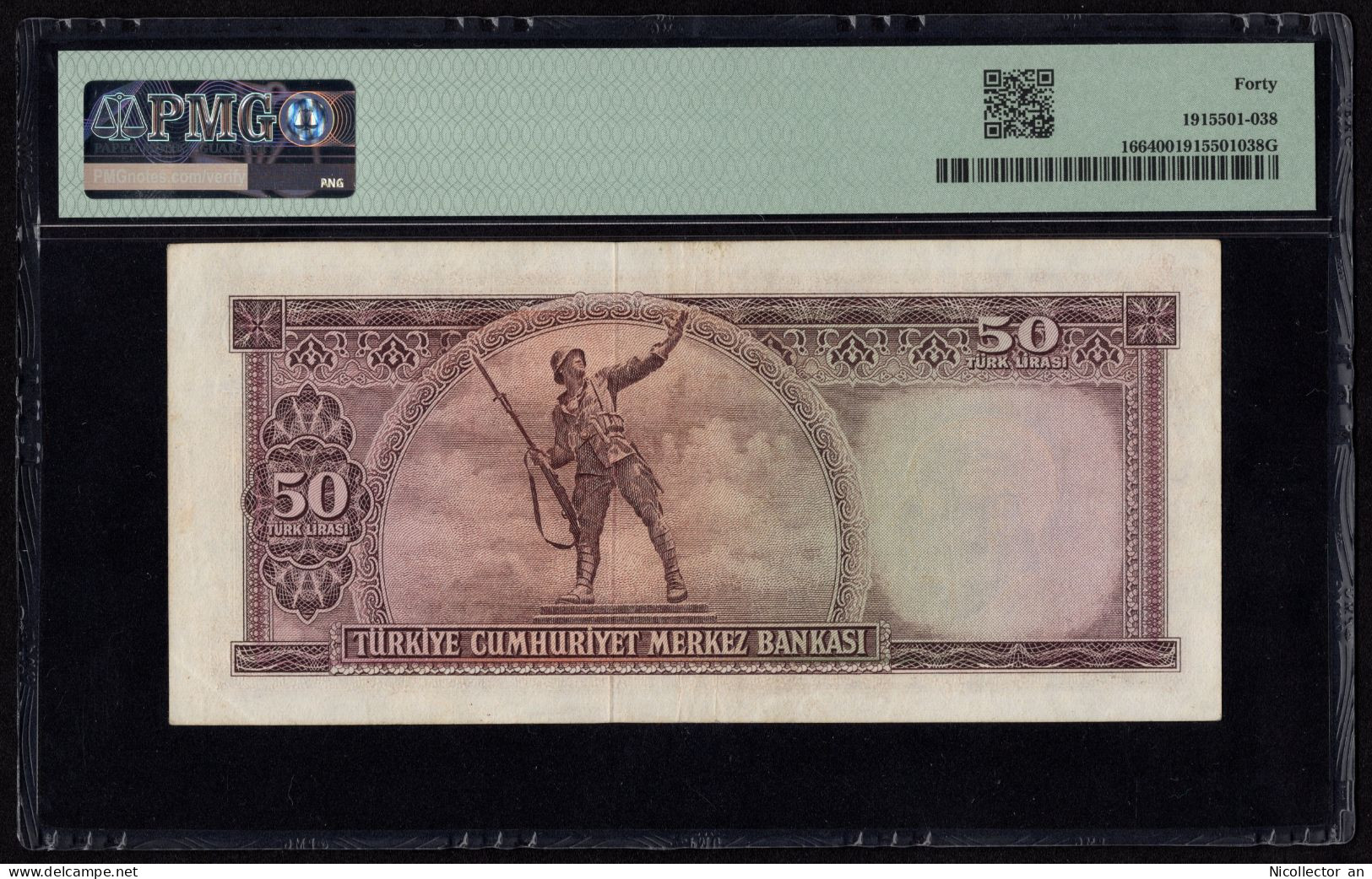 Turkey, 50 Lira, 1960, XF, P-166, PMG 40 XF Banknote - Turkey