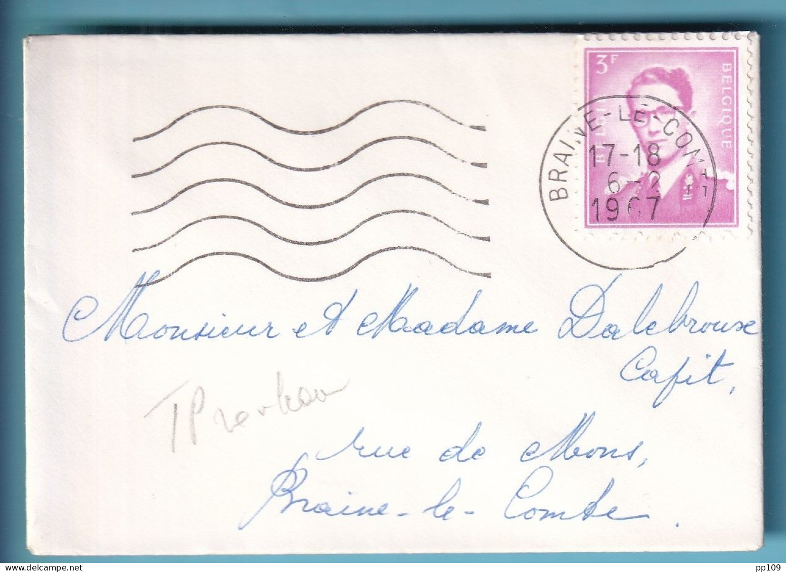 Carte De Visite Avec Baudouin Timbre Rouleau  Obl BRAINE LE COMTE 6 II 1967  + Contenu - Coil Stamps