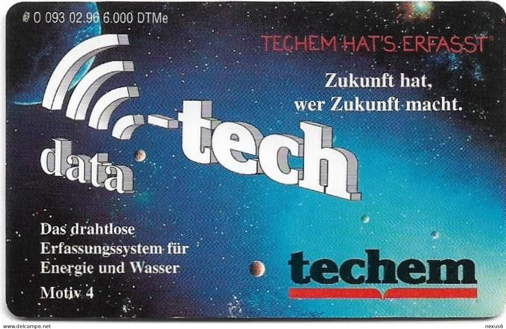 Germany - Techem - Datenverarbeitung #4 - O 0093 - 02.1996, 12DM, 6.000ex, Used - O-Series : Customers Sets